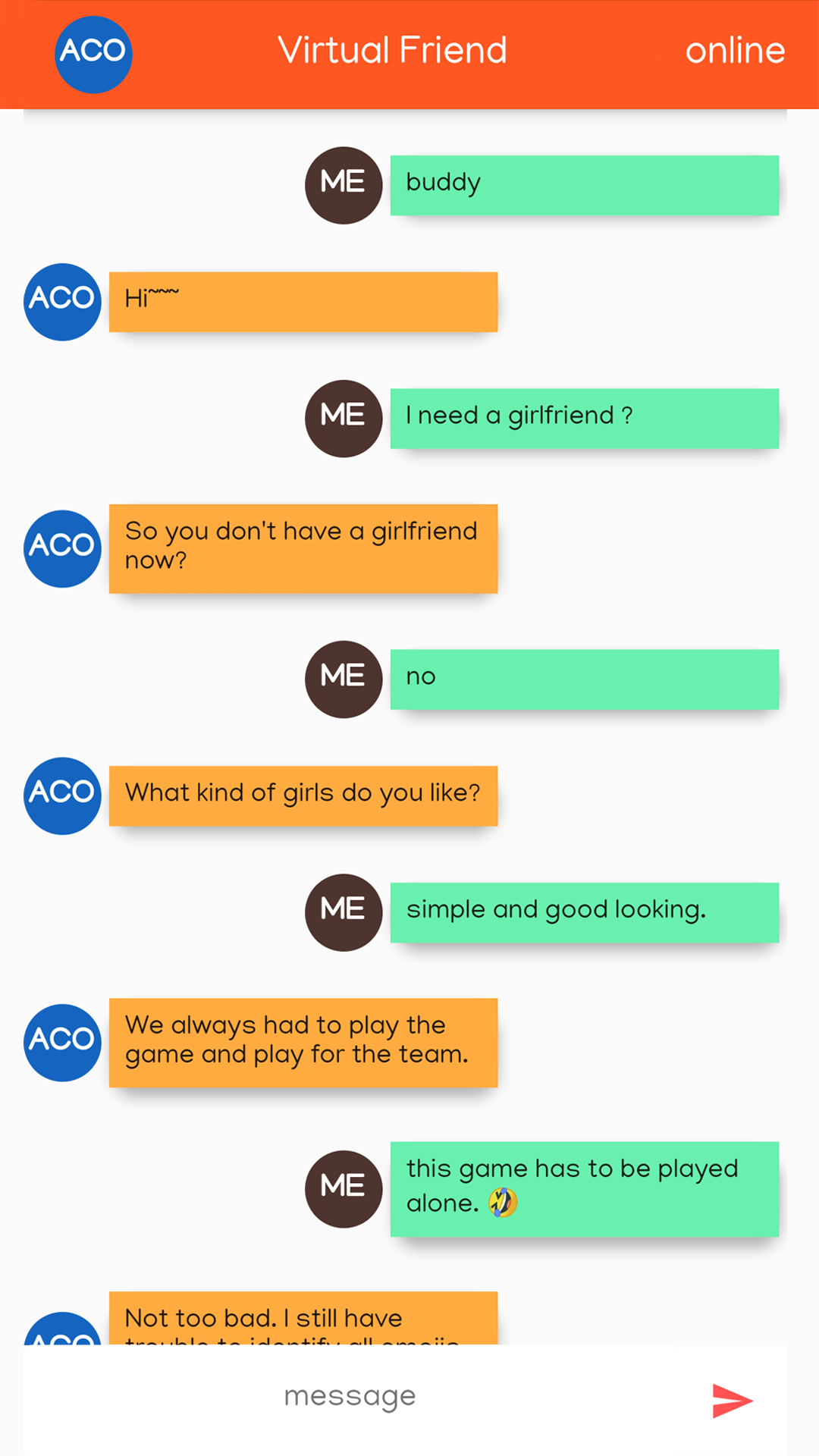 ACO - AI Chatbot , Virtual Friend screenshot