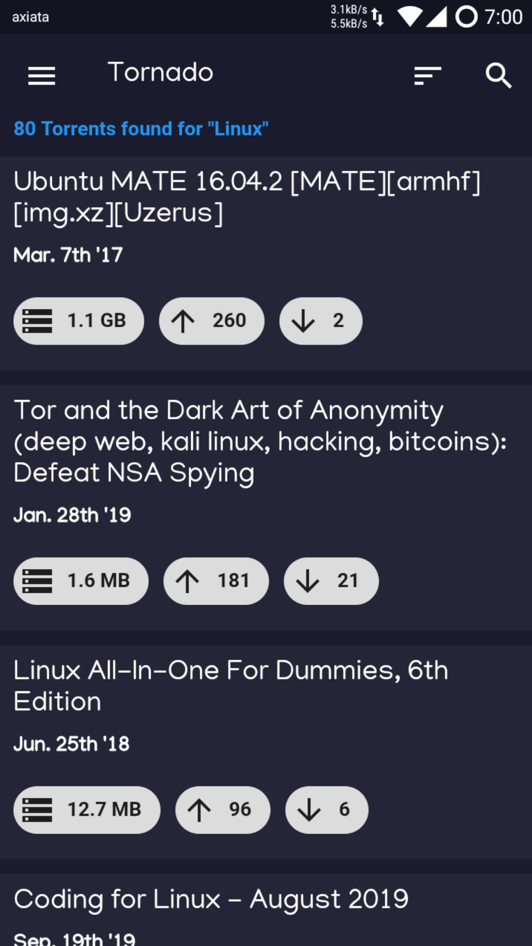 Tornado - Torrent Search Engine screenshot