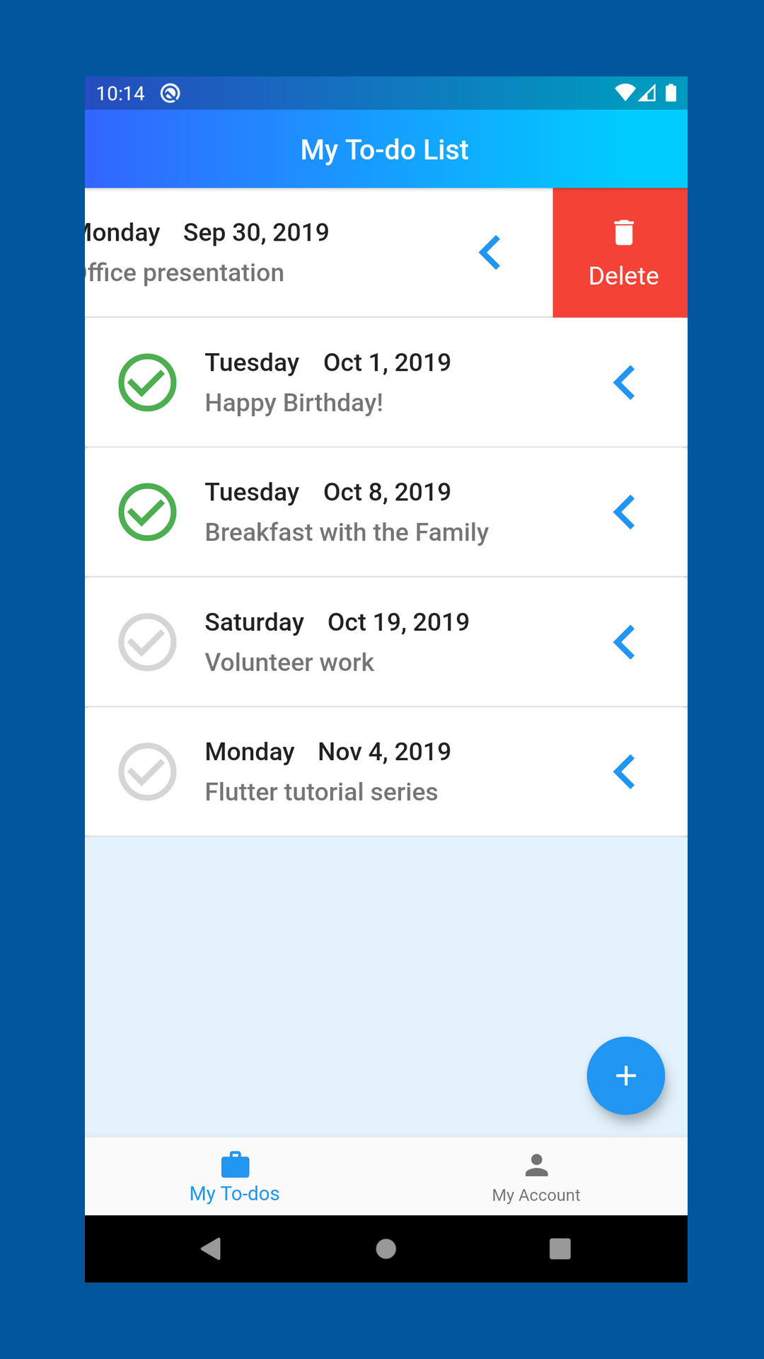 My Cloud To-do List screenshot