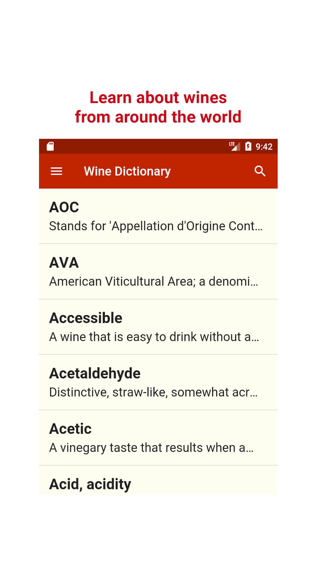 Wine Dictionary screenshot