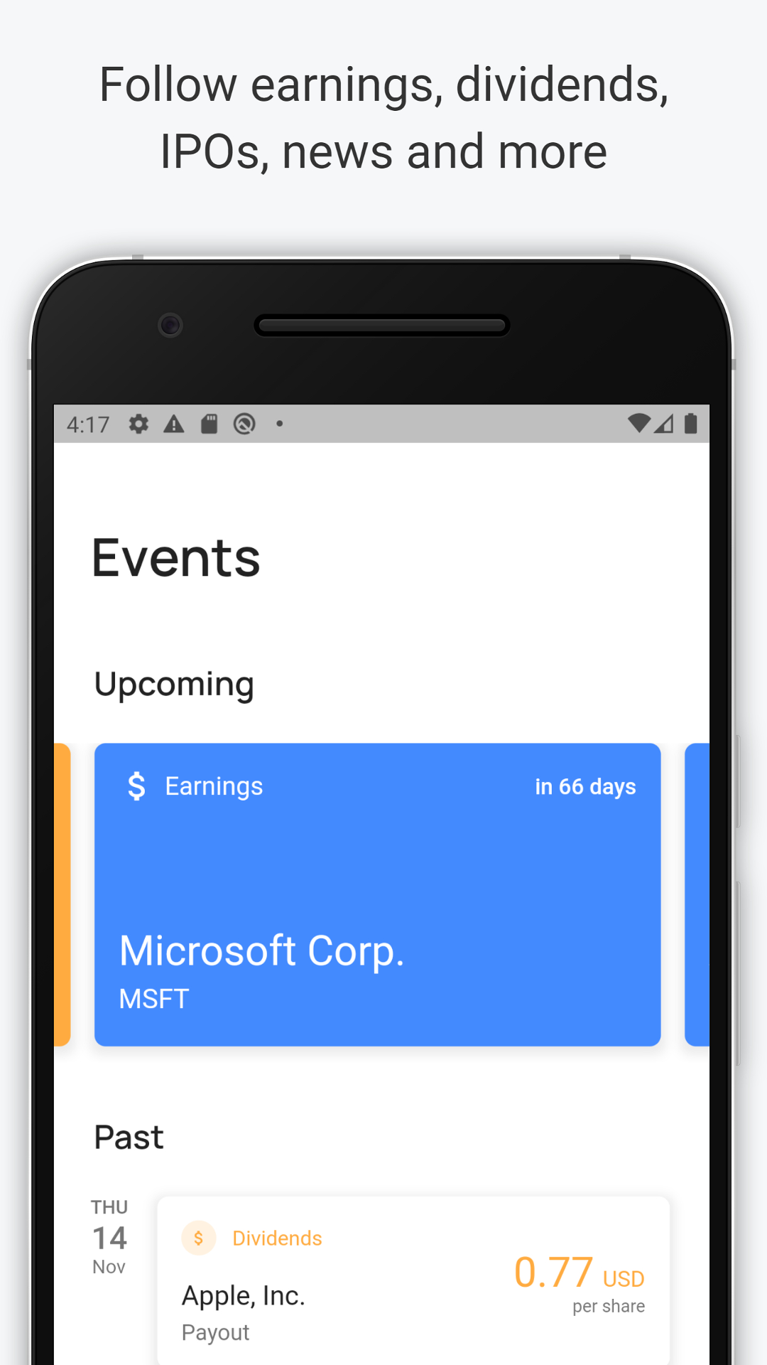 Stock Events screenshot
