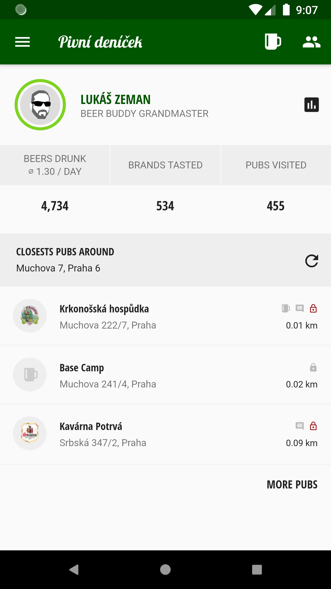 Beer diary screenshot