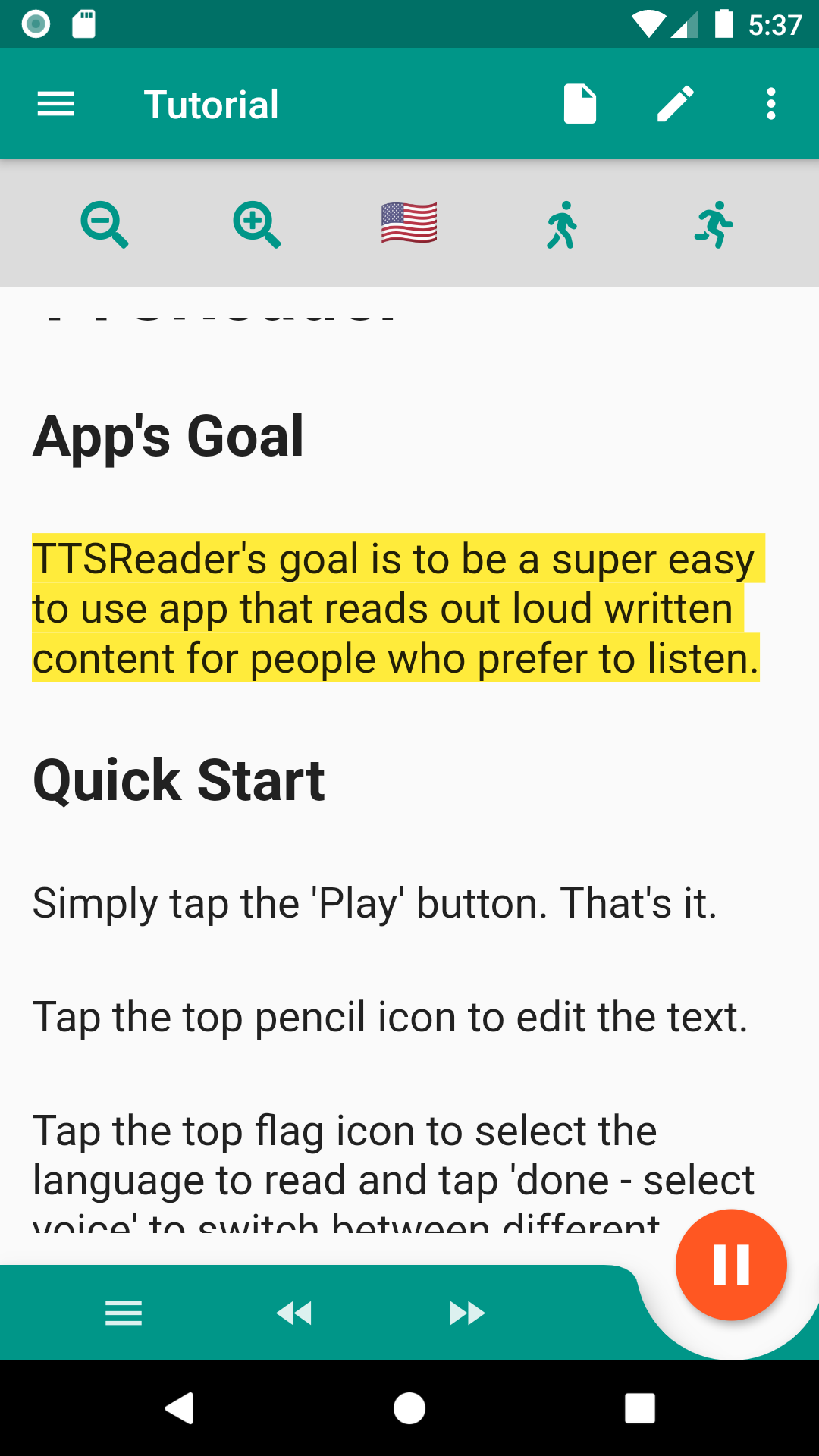 Simple Text Reader (TTSReader) screenshot