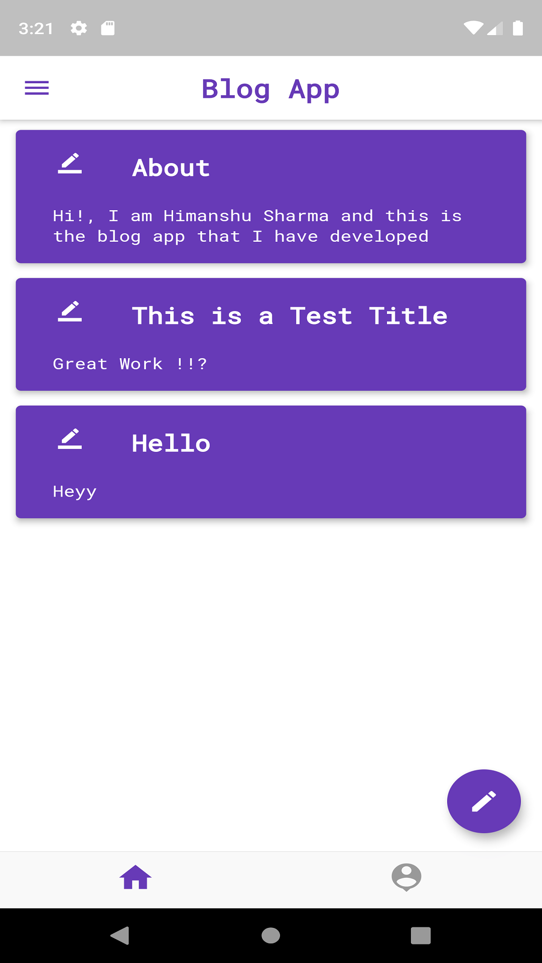 Blog App screenshot