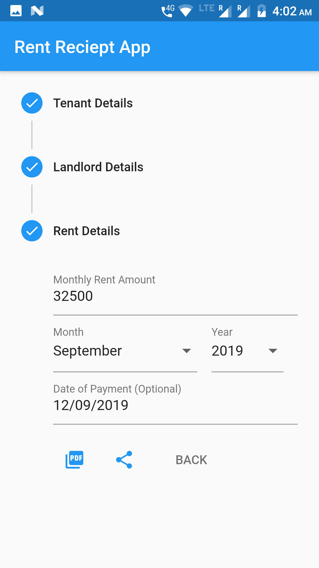Rent Receipt - Generate PDF for Income Tax Proof screenshot