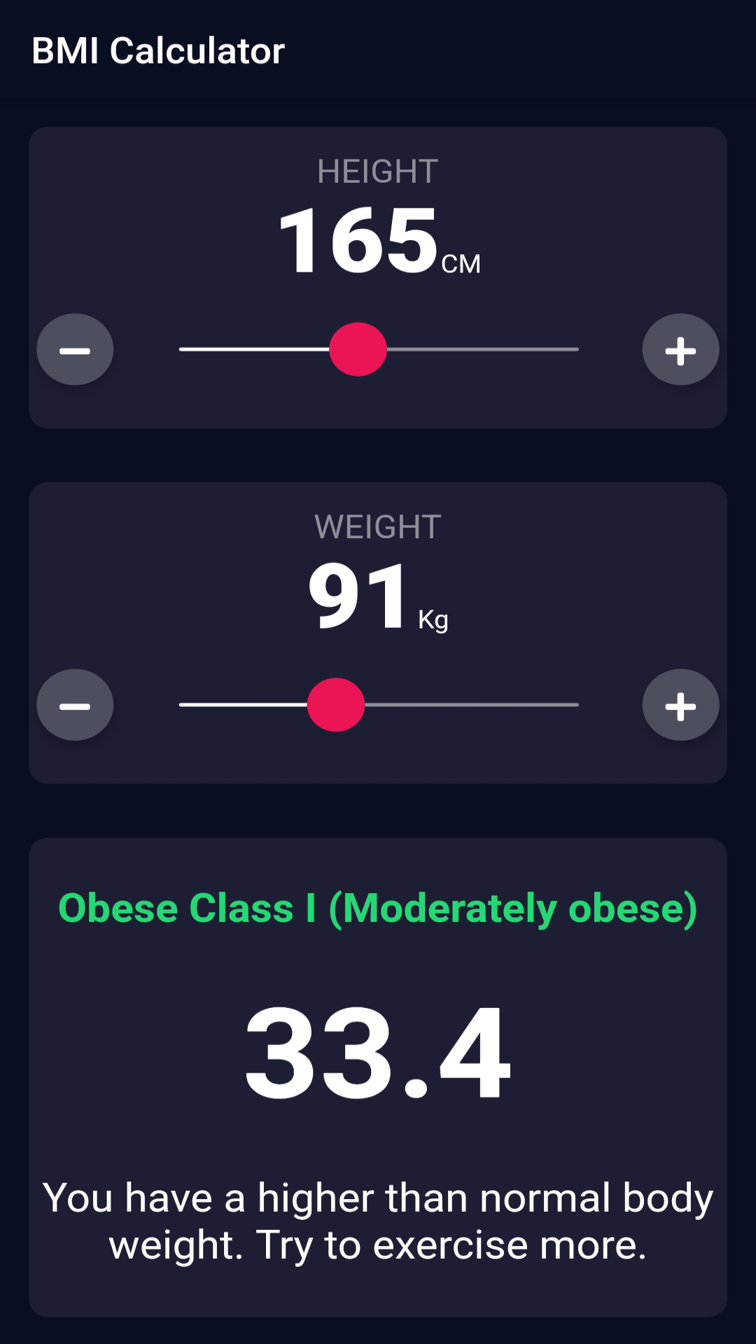 Simple BMI Calculator screenshot