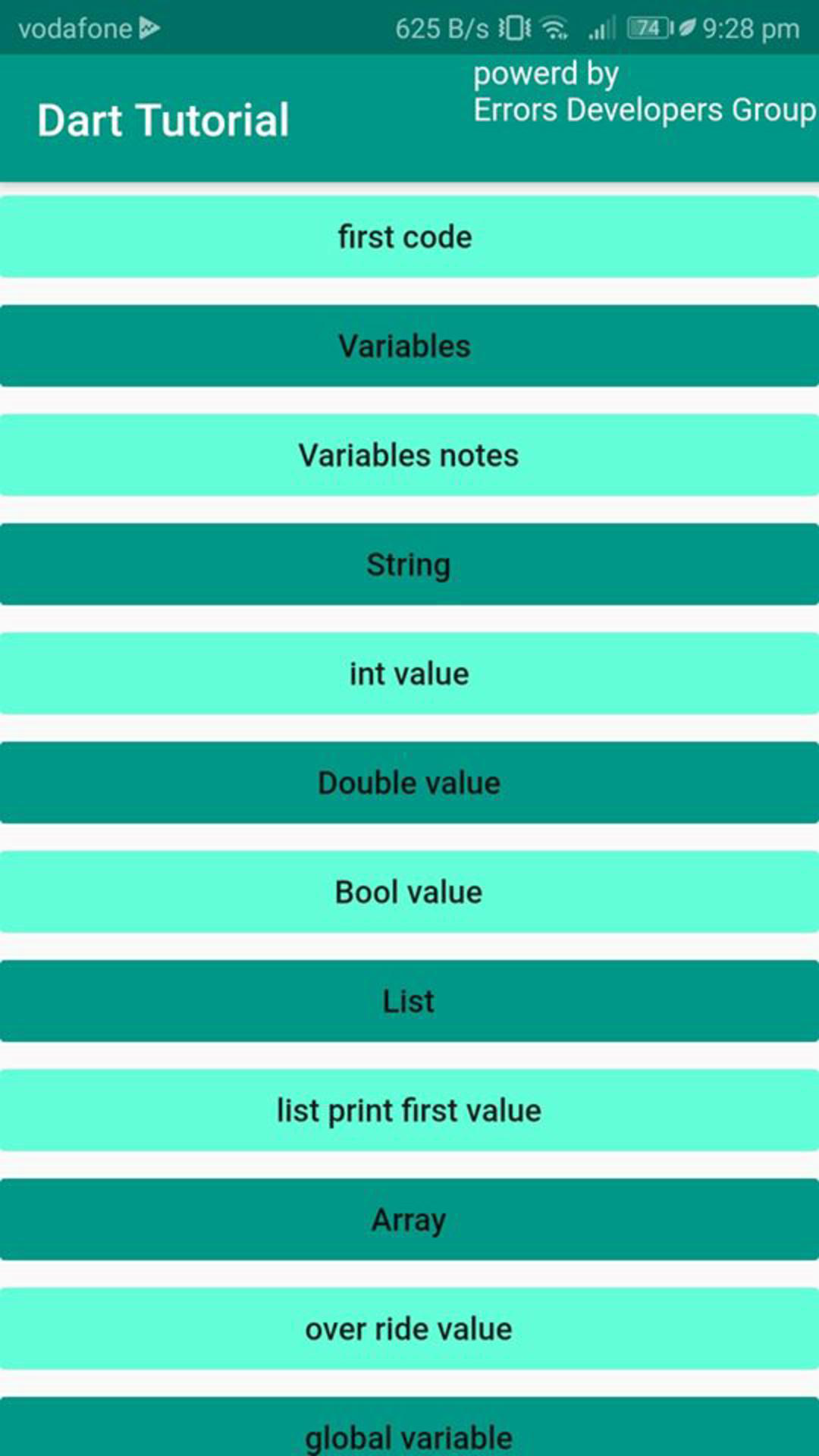 Dart Tutorial screenshot