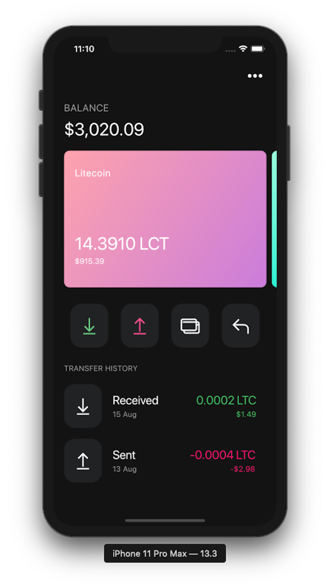 Wallet App UI screenshot