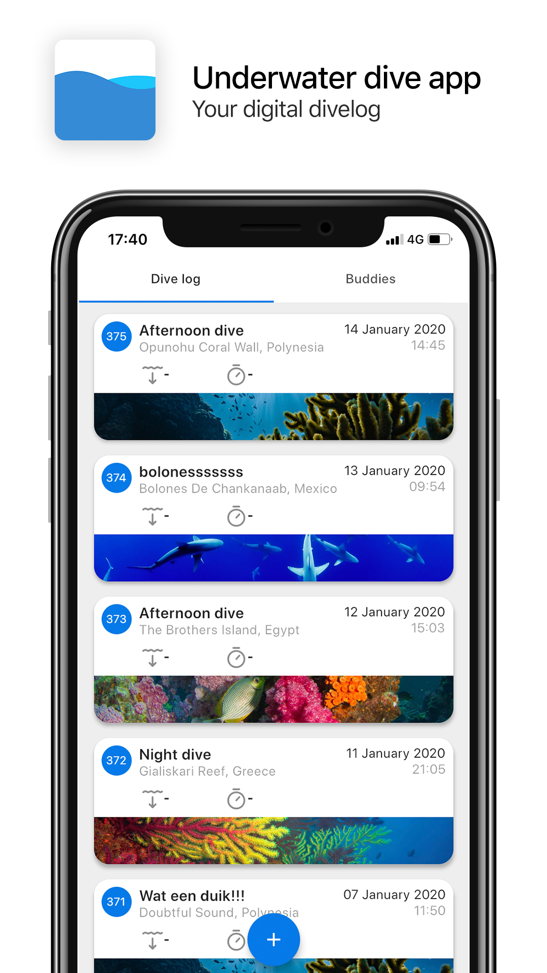 Underwater dive app screenshot