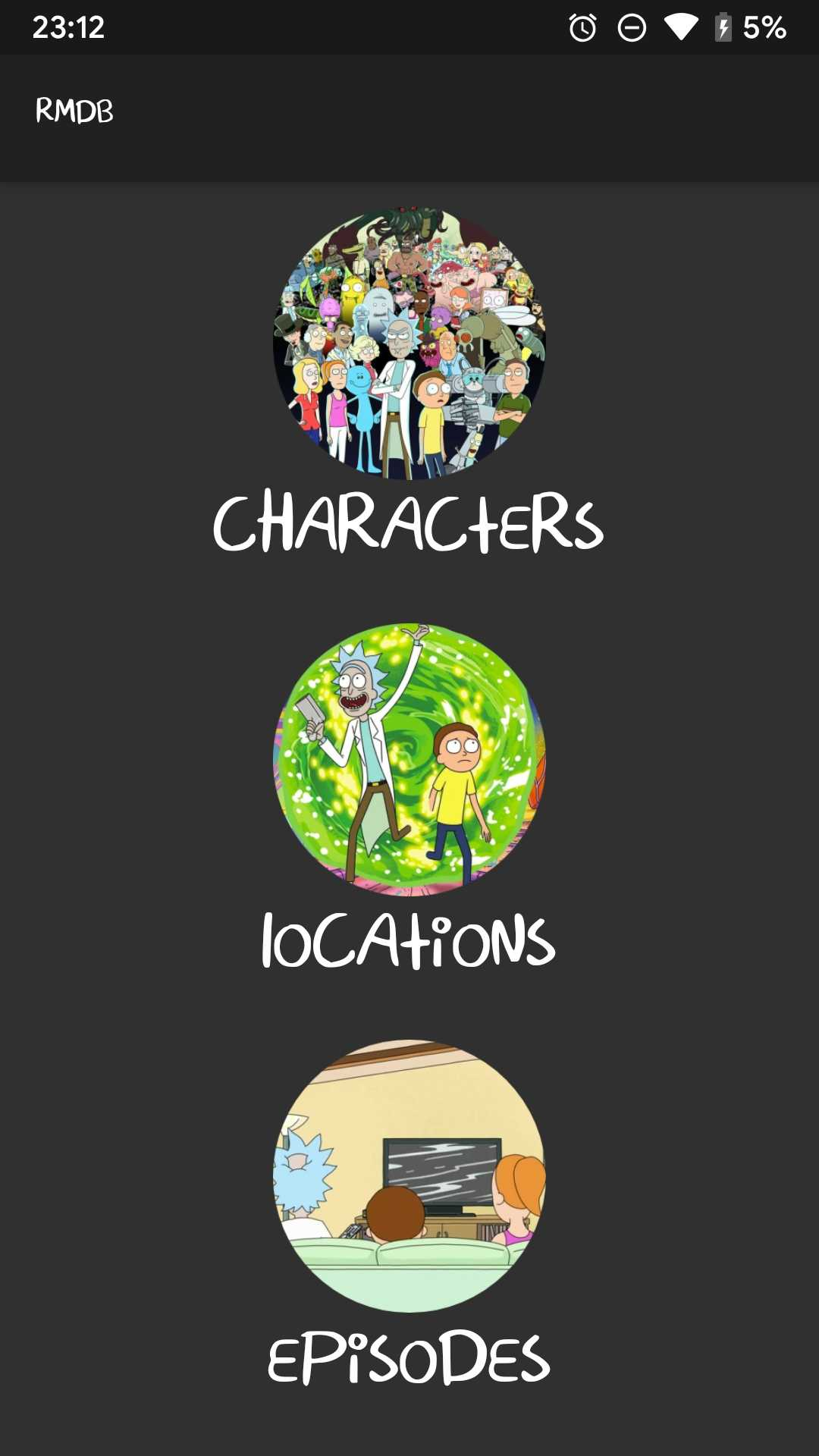 Rick and Morty Flutter App screenshot