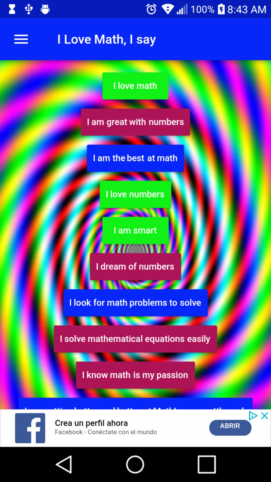 MATH LOVE (I AM) Affirmations to developer a mind set for math screenshot