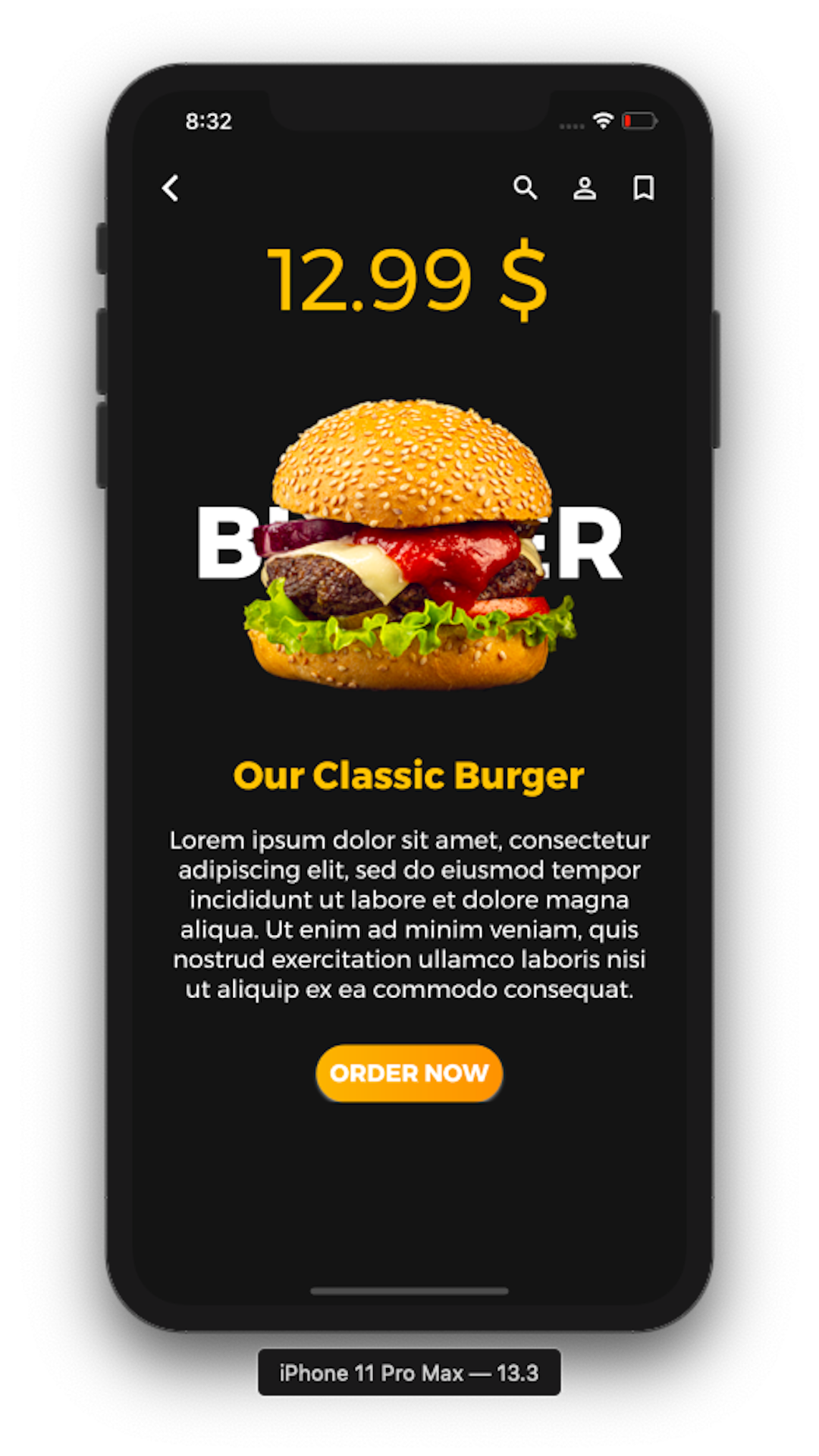 Food App UI screenshot