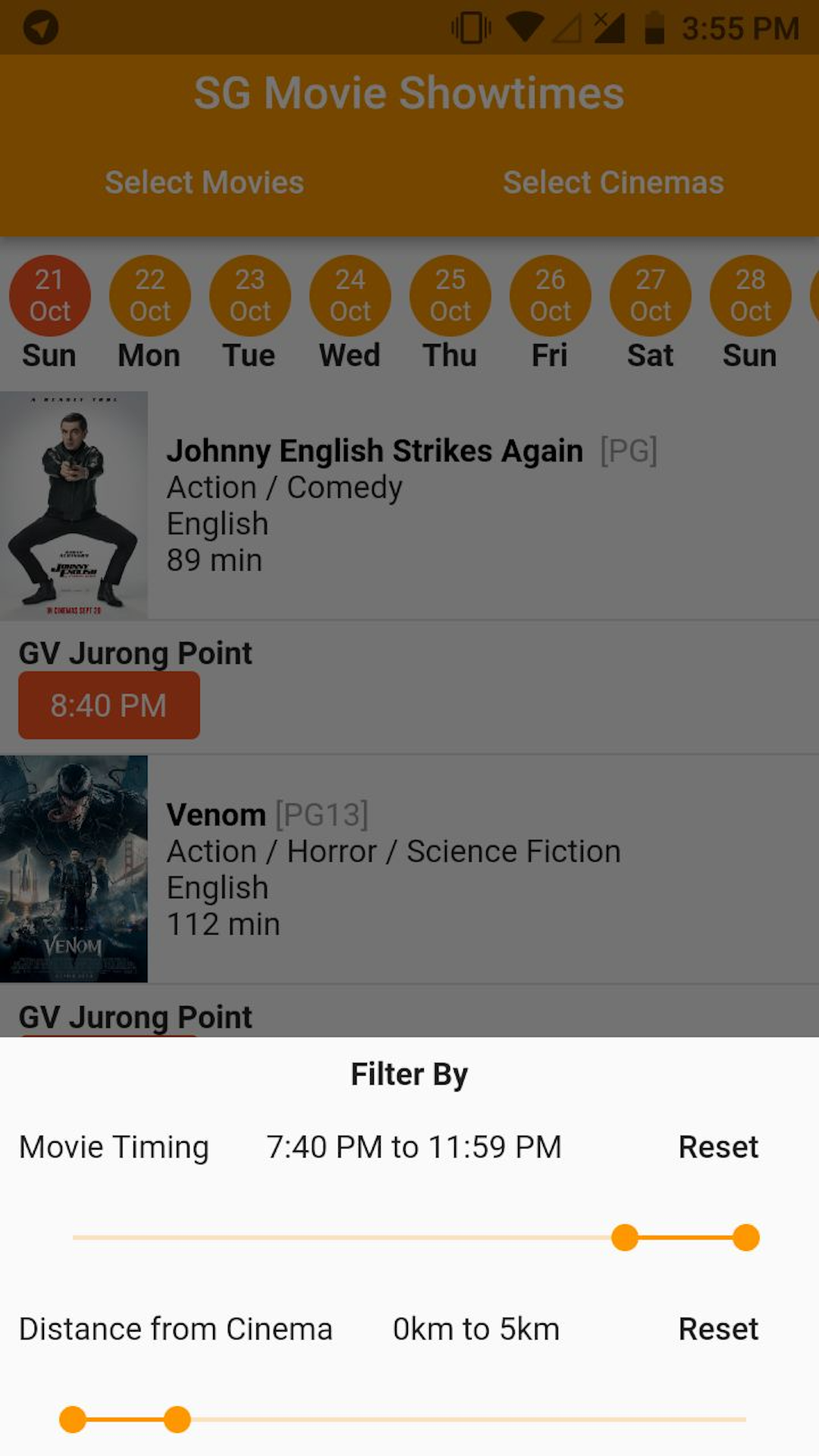 SG Movie Showtimes screenshot