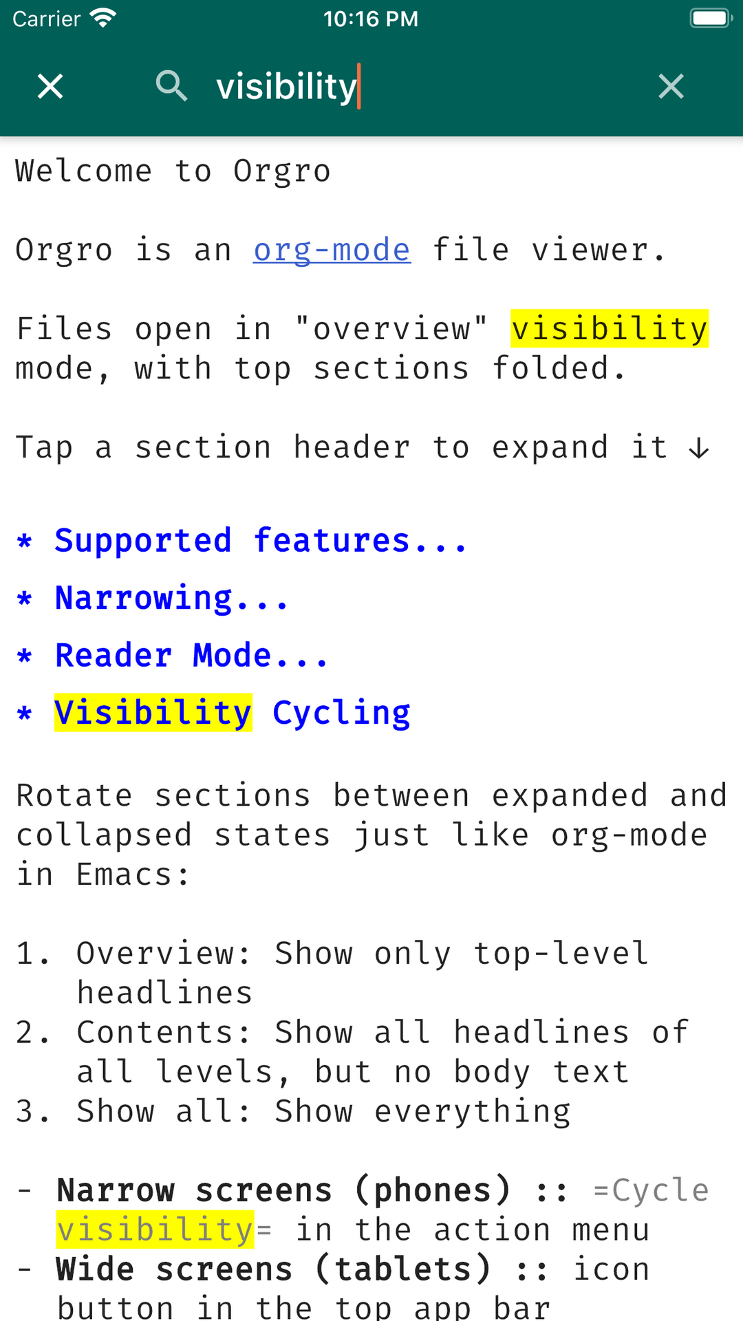 Orgro screenshot