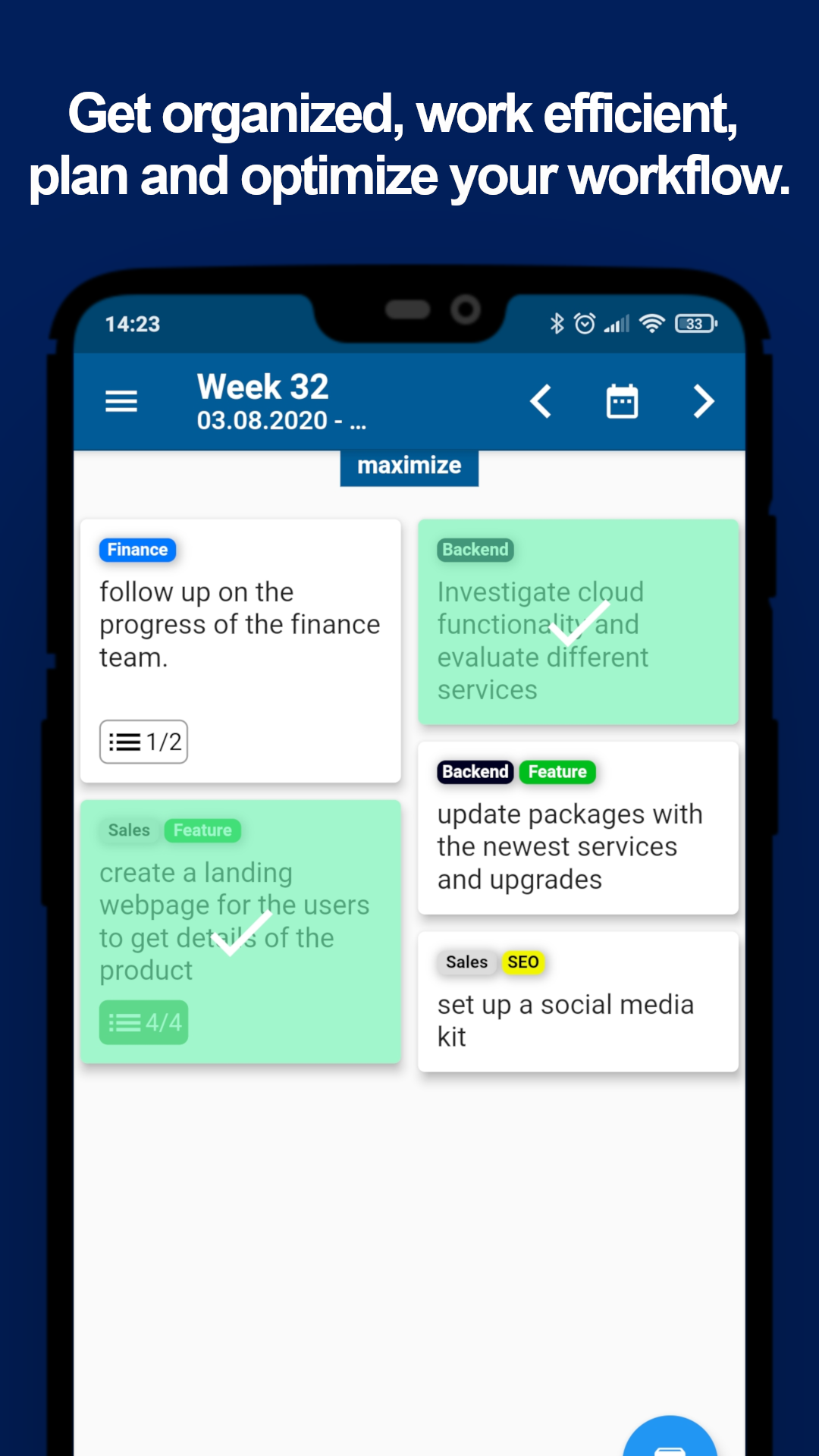 Burnflow: Weekly Task Management & Time Tracking screenshot