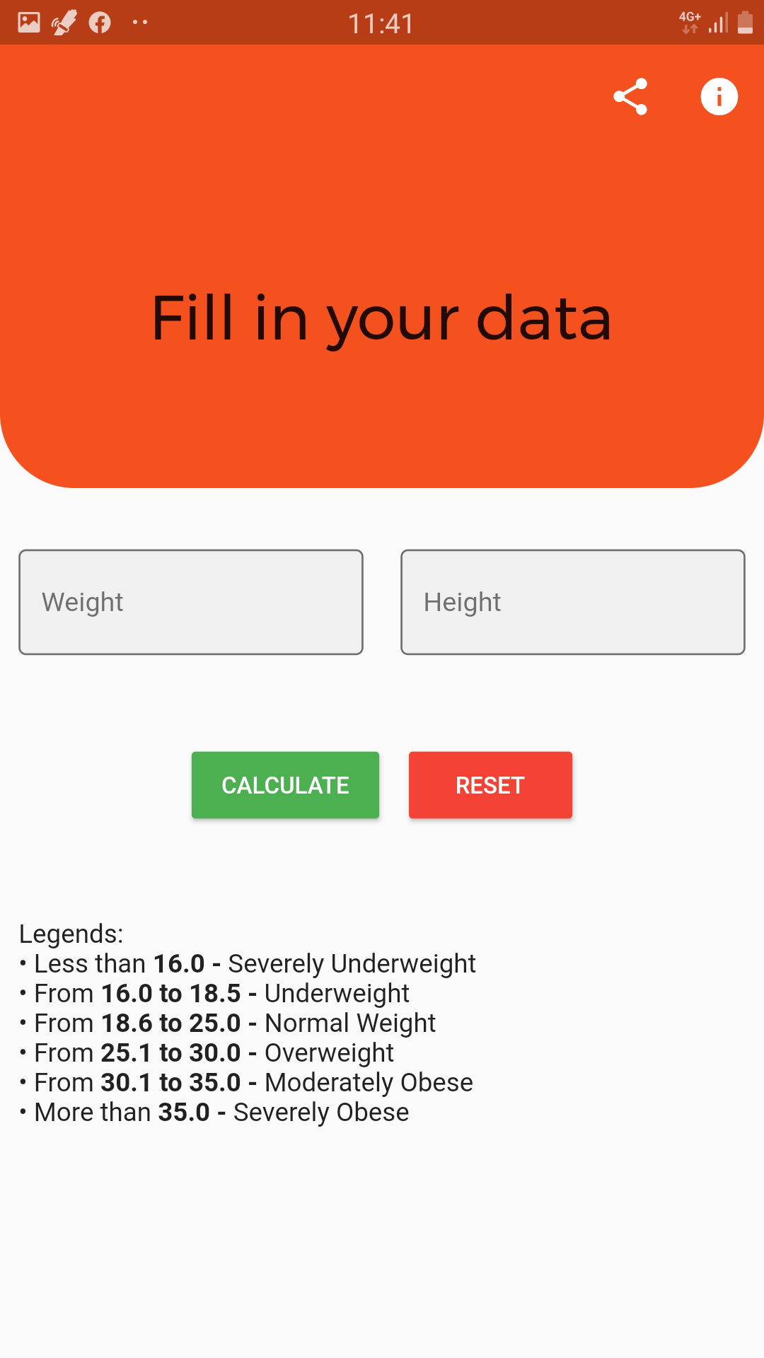 BMI Calculator Lite screenshot