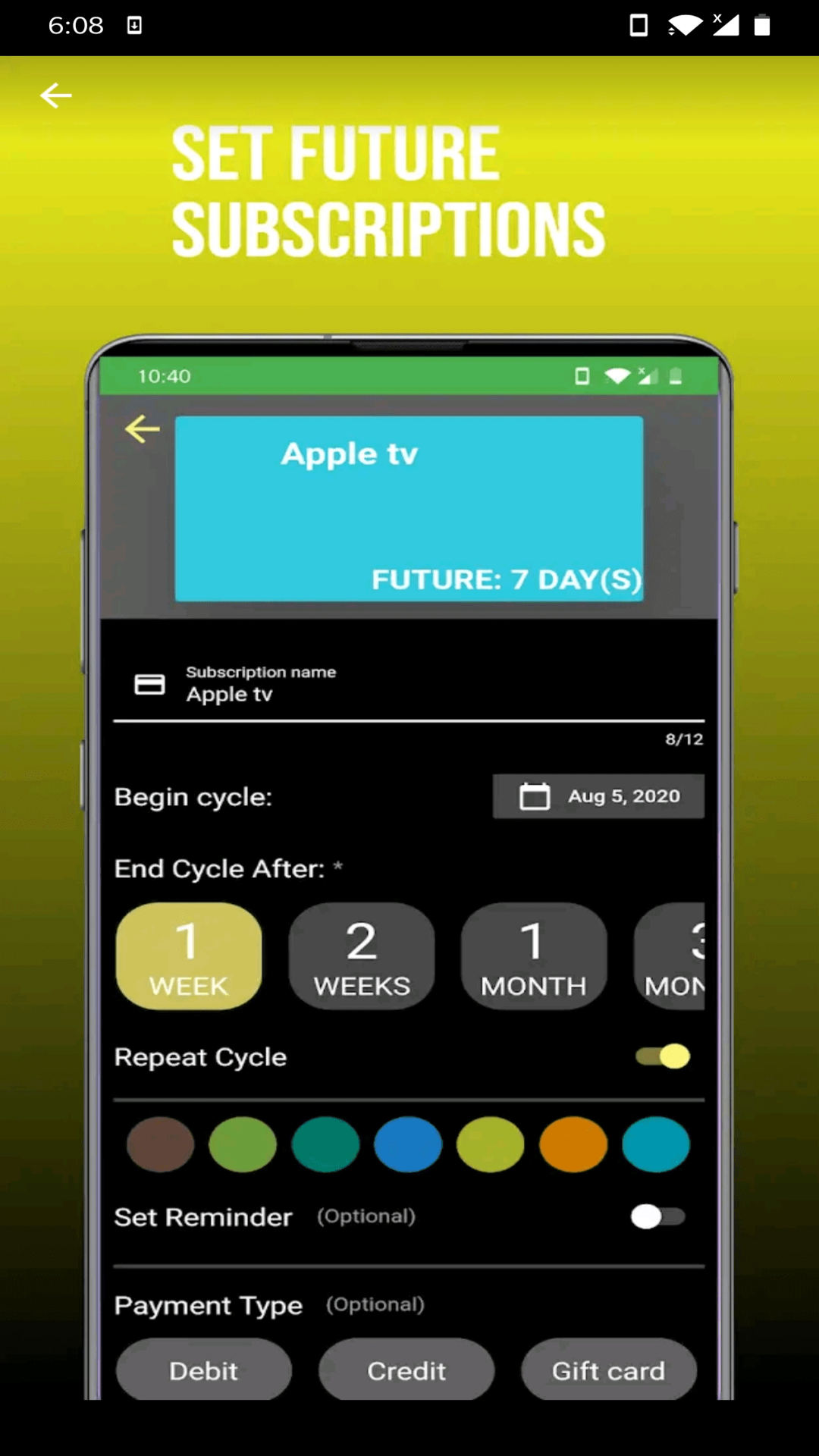 Pocket subscriptions screenshot