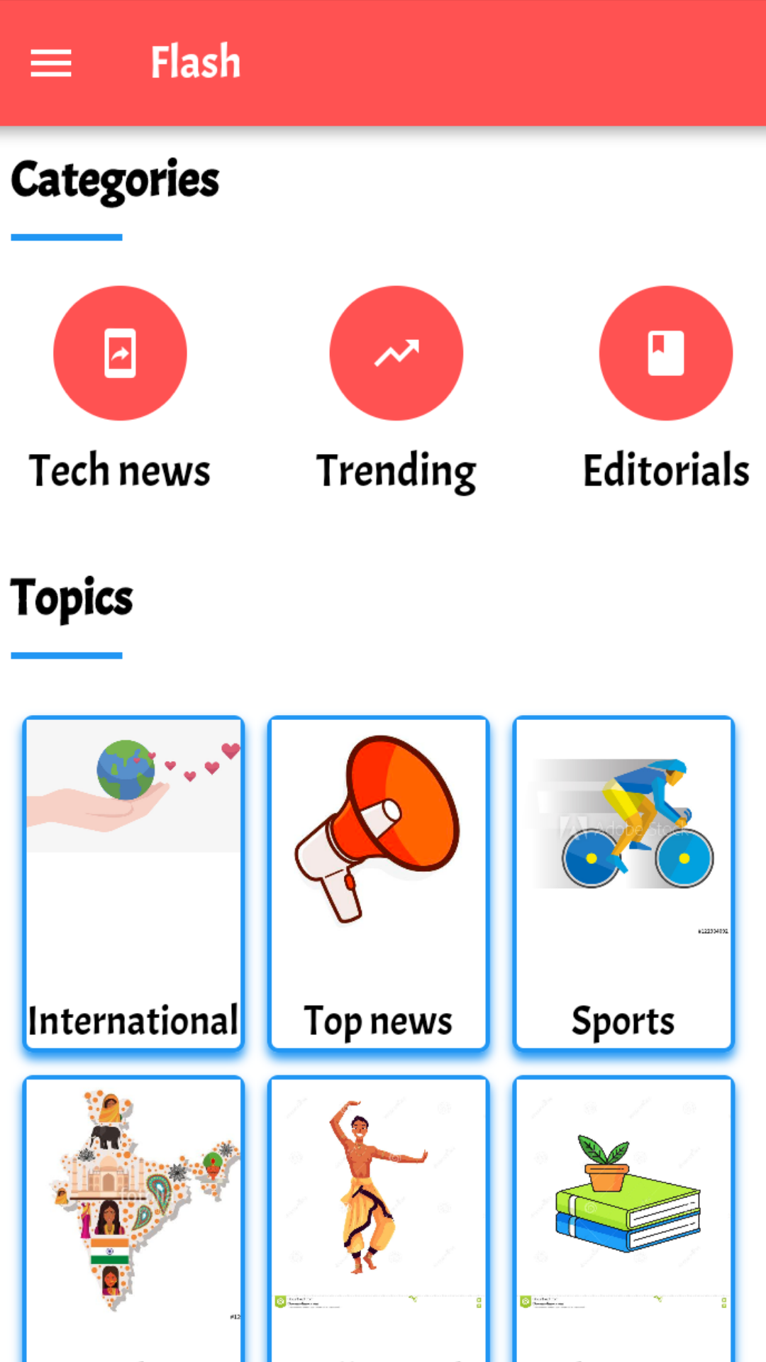 Flash news screenshot
