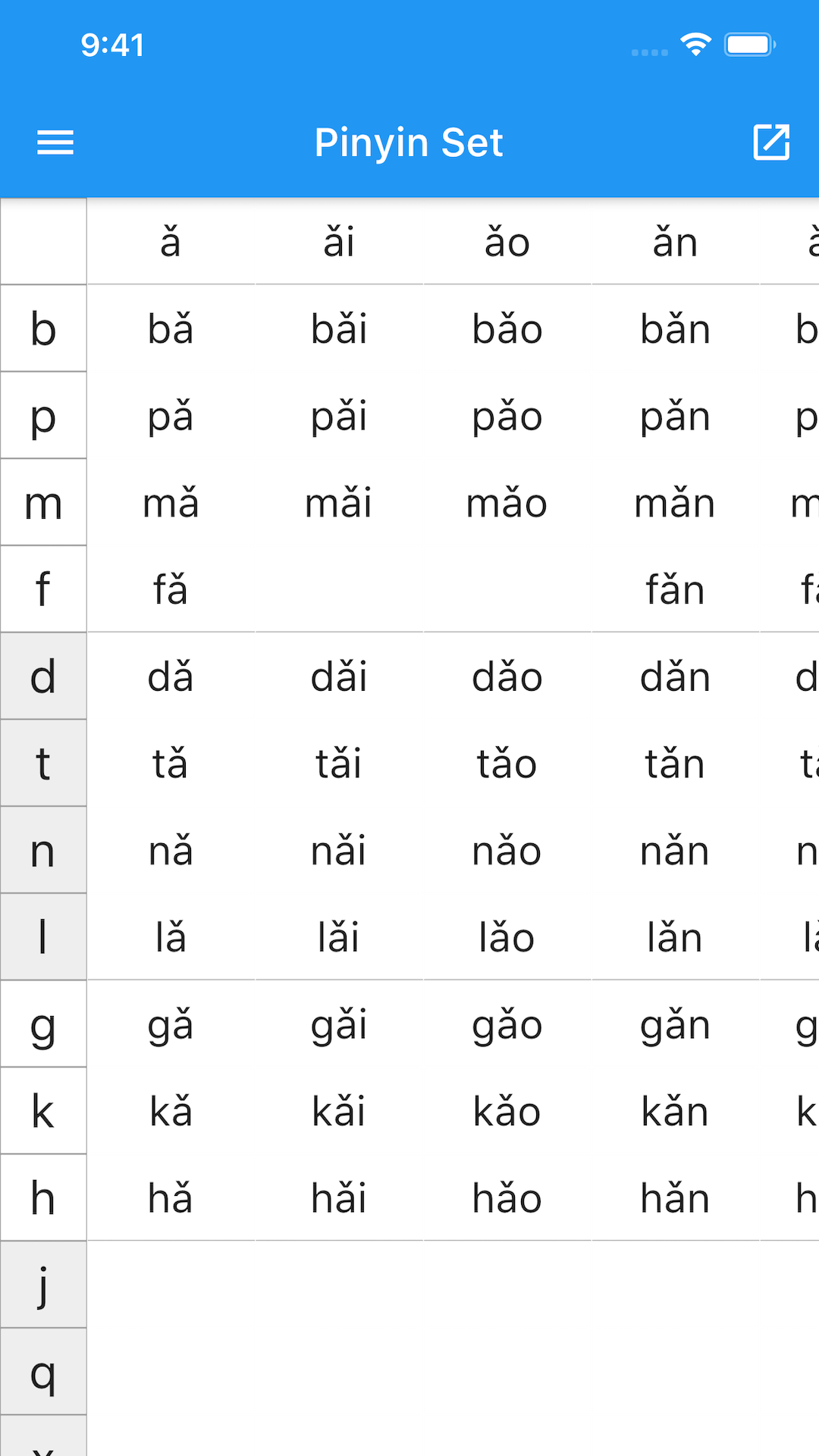 Mandarin Chinese Pinyin screenshot