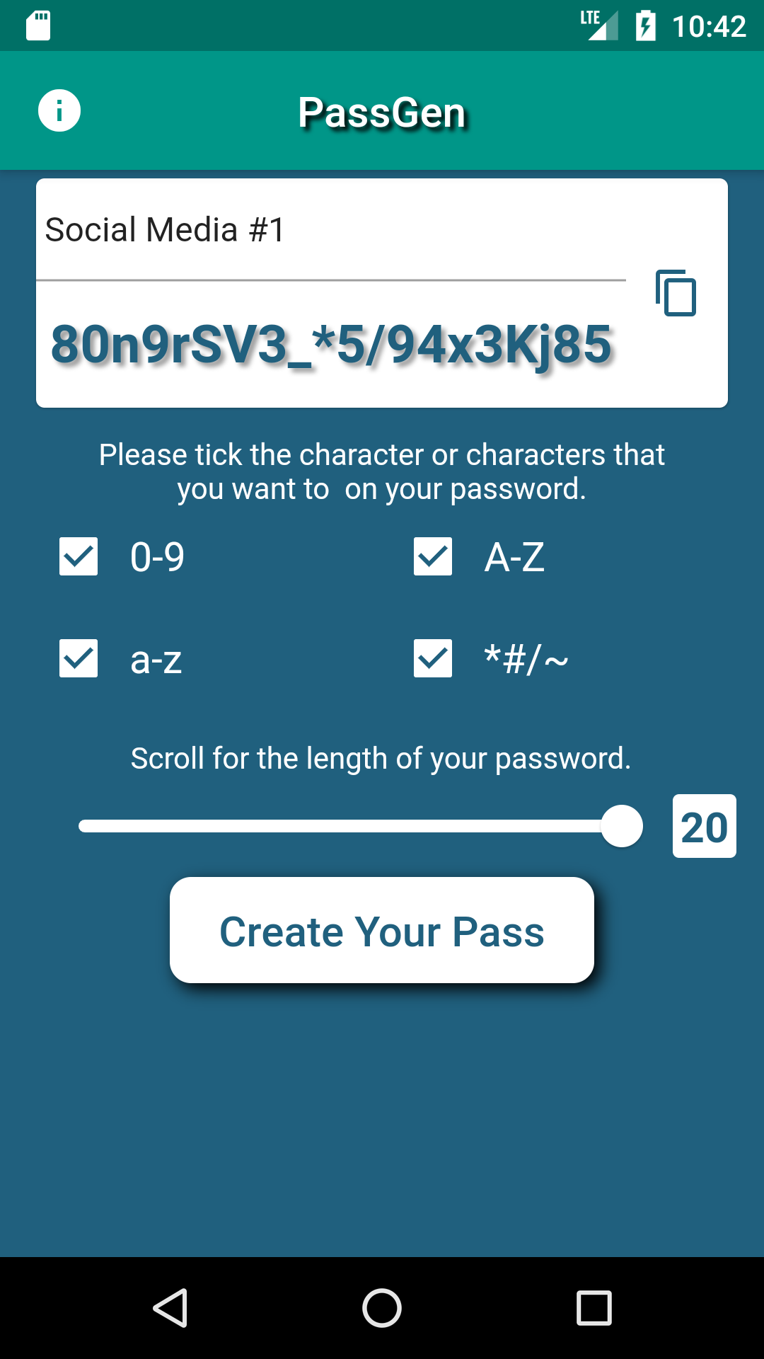 PassGen screenshot