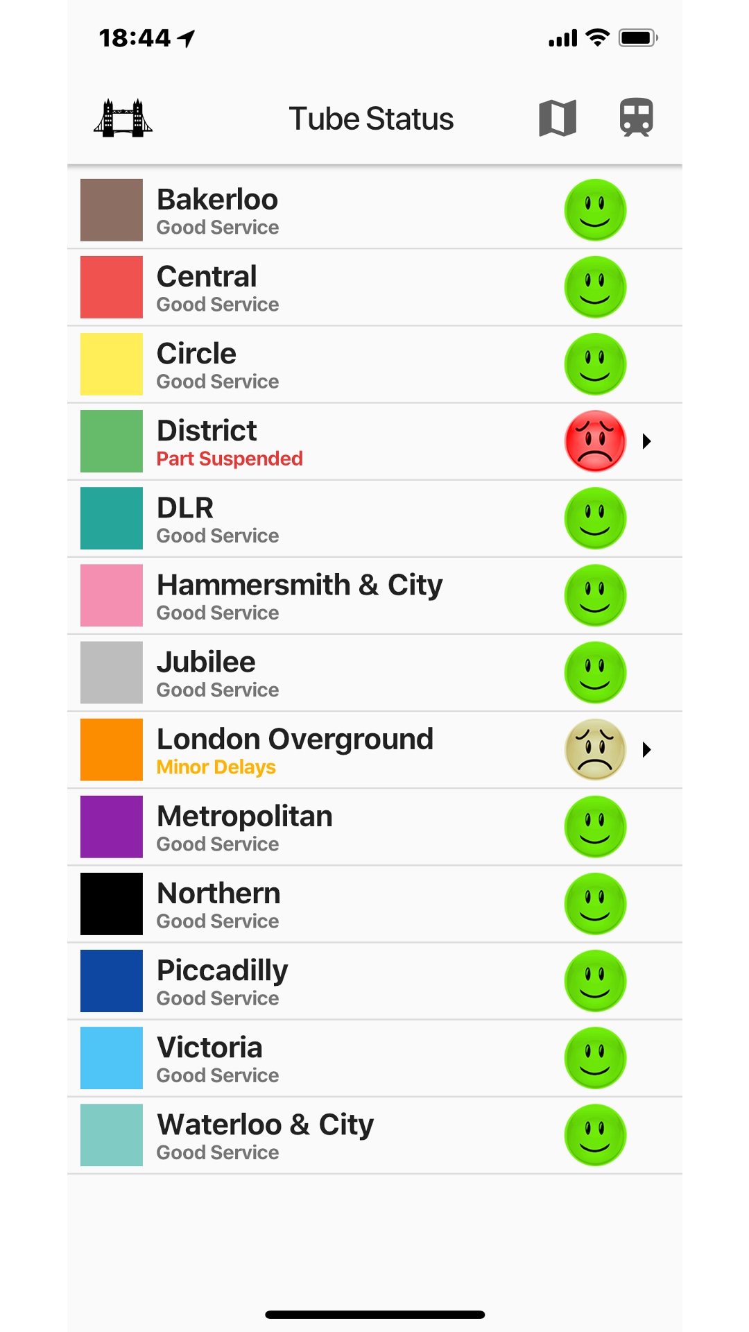 London Tube Status screenshot