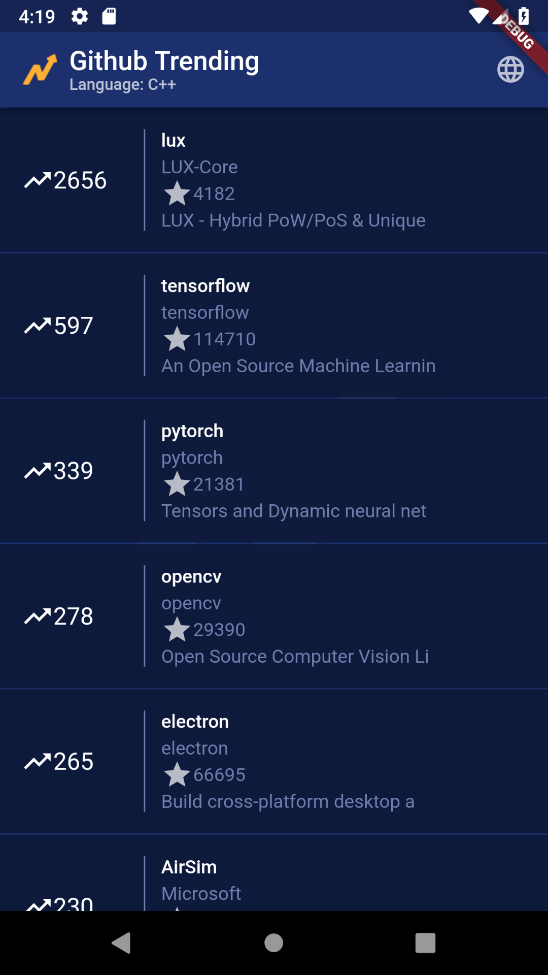 Github Trender screenshot