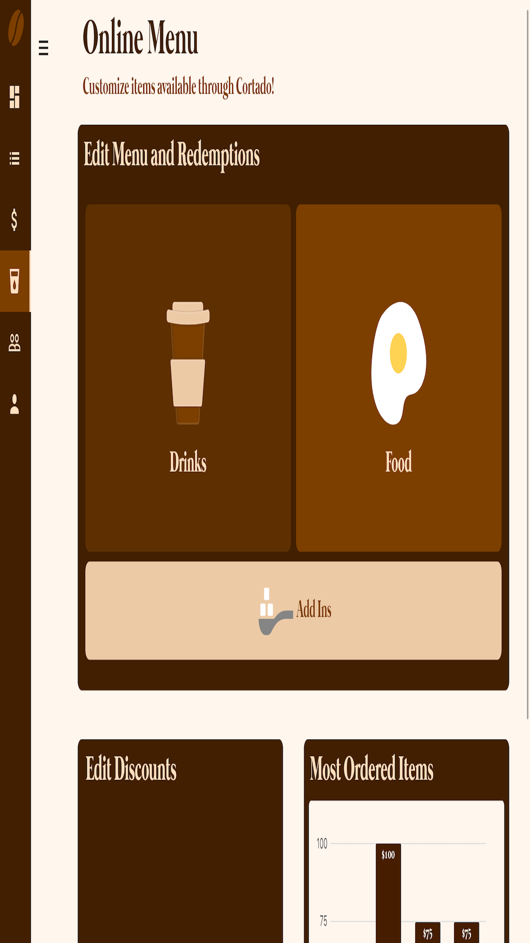 Cortado Admin screenshot