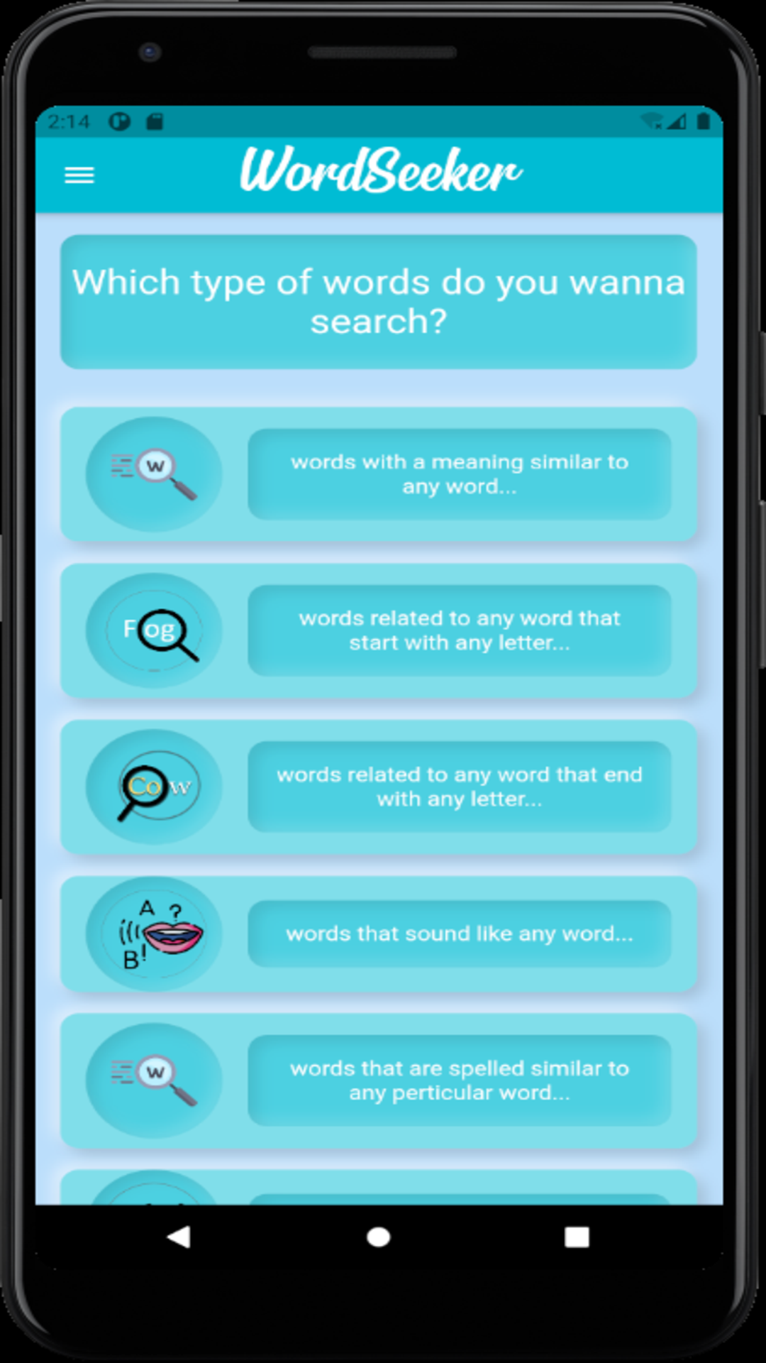 WordSeeker-Helps you whenever you get out of words screenshot