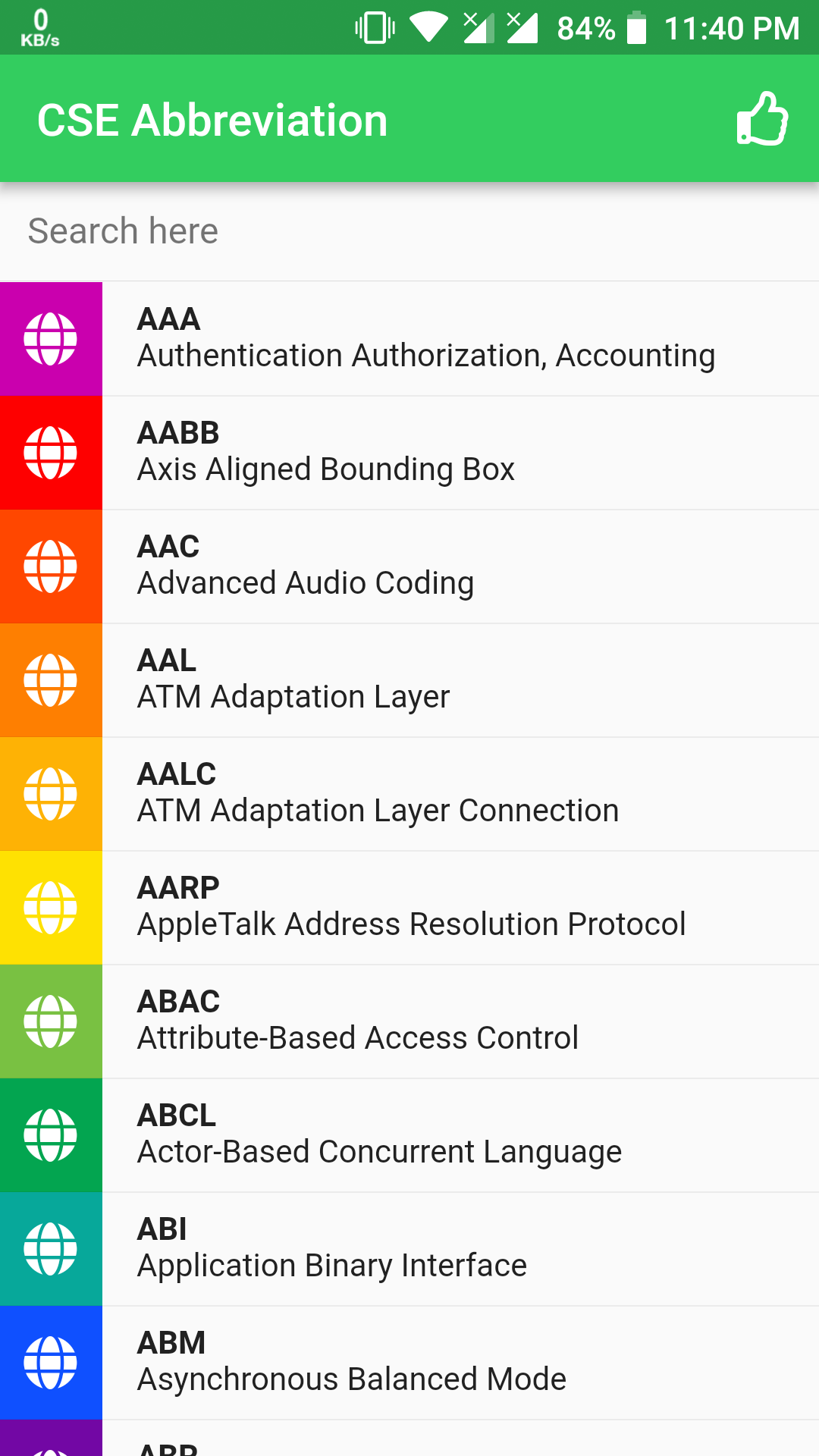 CSE Abbreviation screenshot