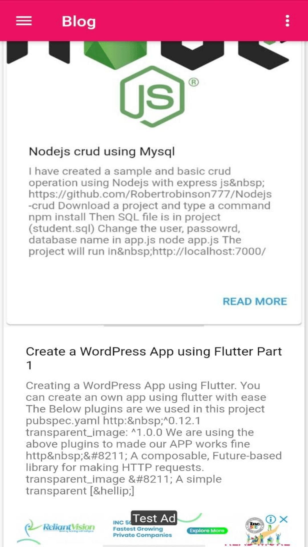 My Blog screenshot
