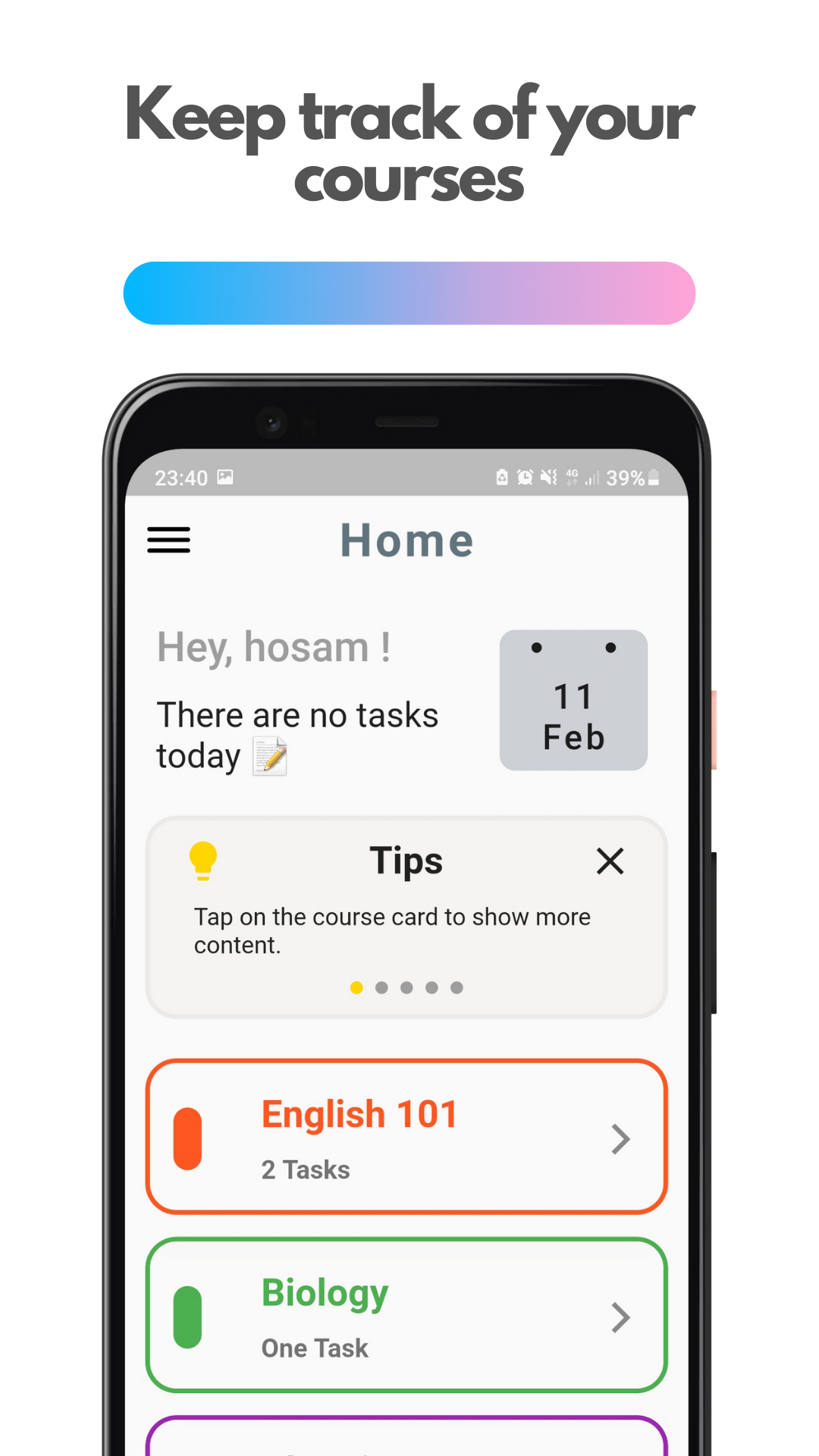 My Courses - Student Calendar & Task Management screenshot