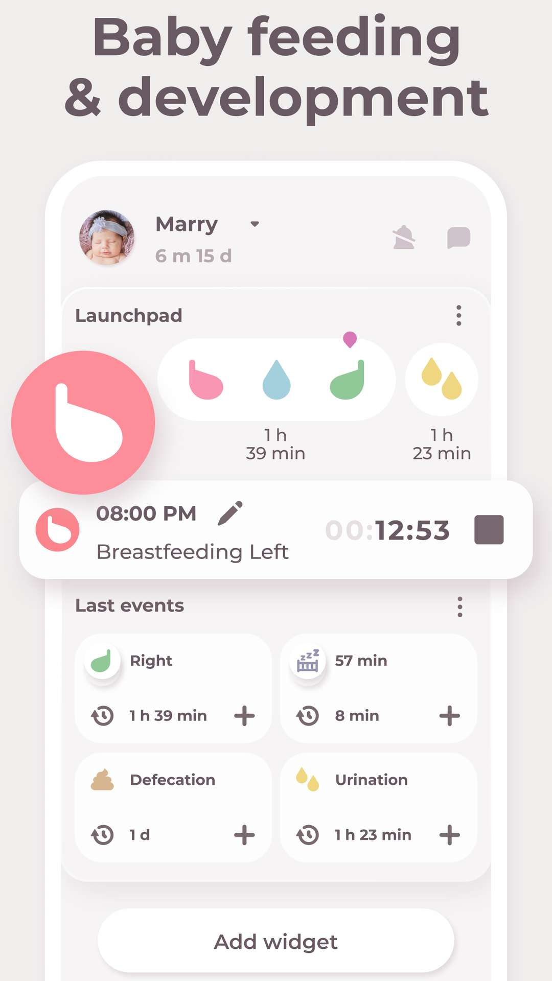 Erby baby tracker for newborns & nursing mom log screenshot