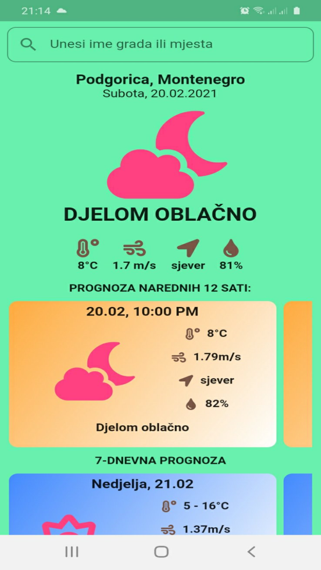 Vremenska prognoza screenshot