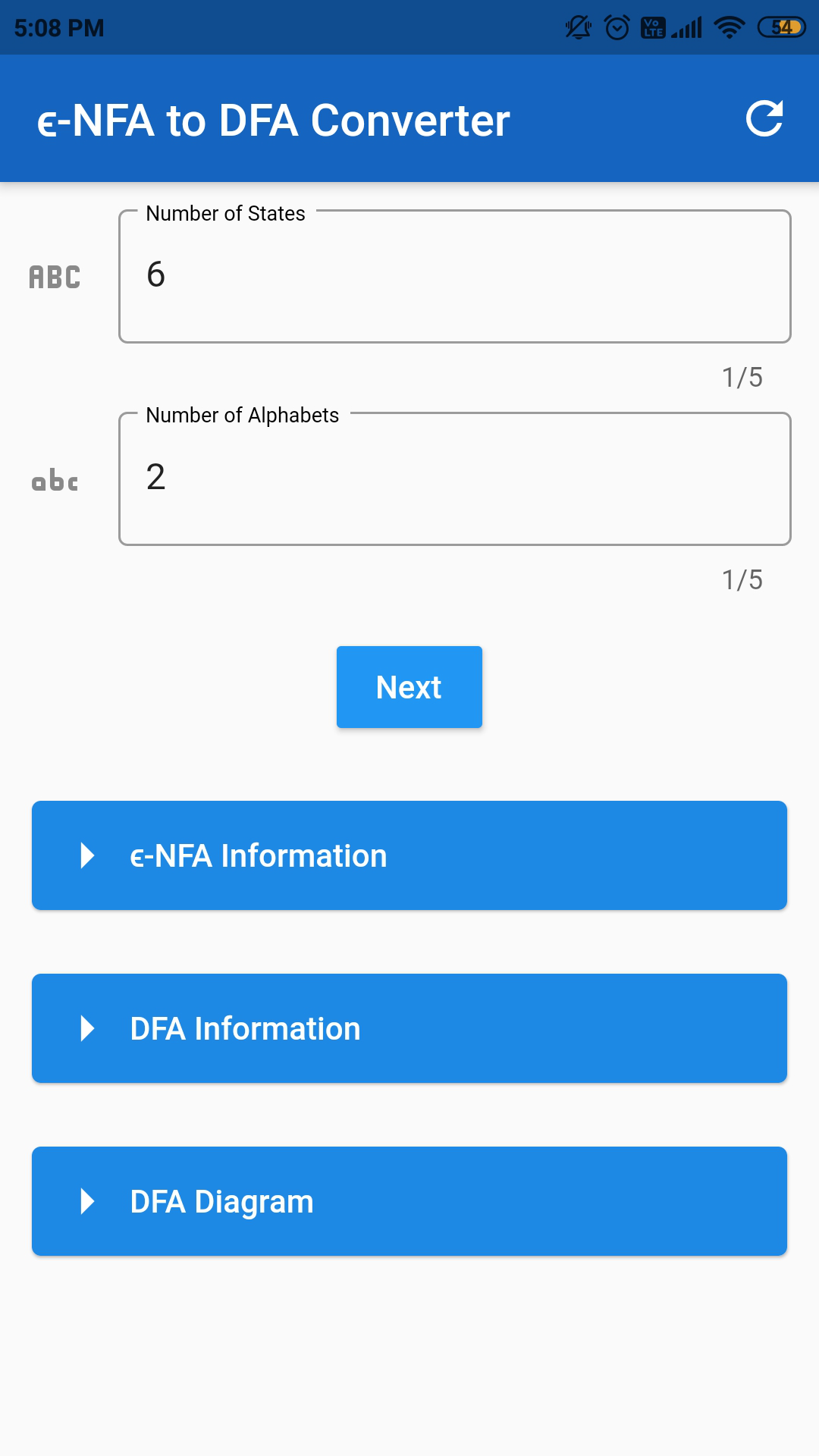 ϵ-NFA to DFA Converter screenshot 2
