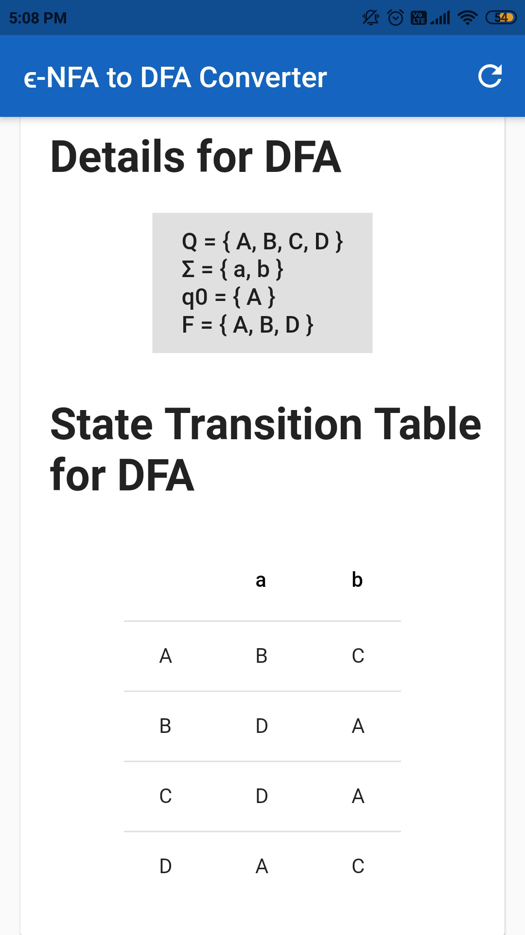 ϵ-NFA to DFA Converter screenshot 3