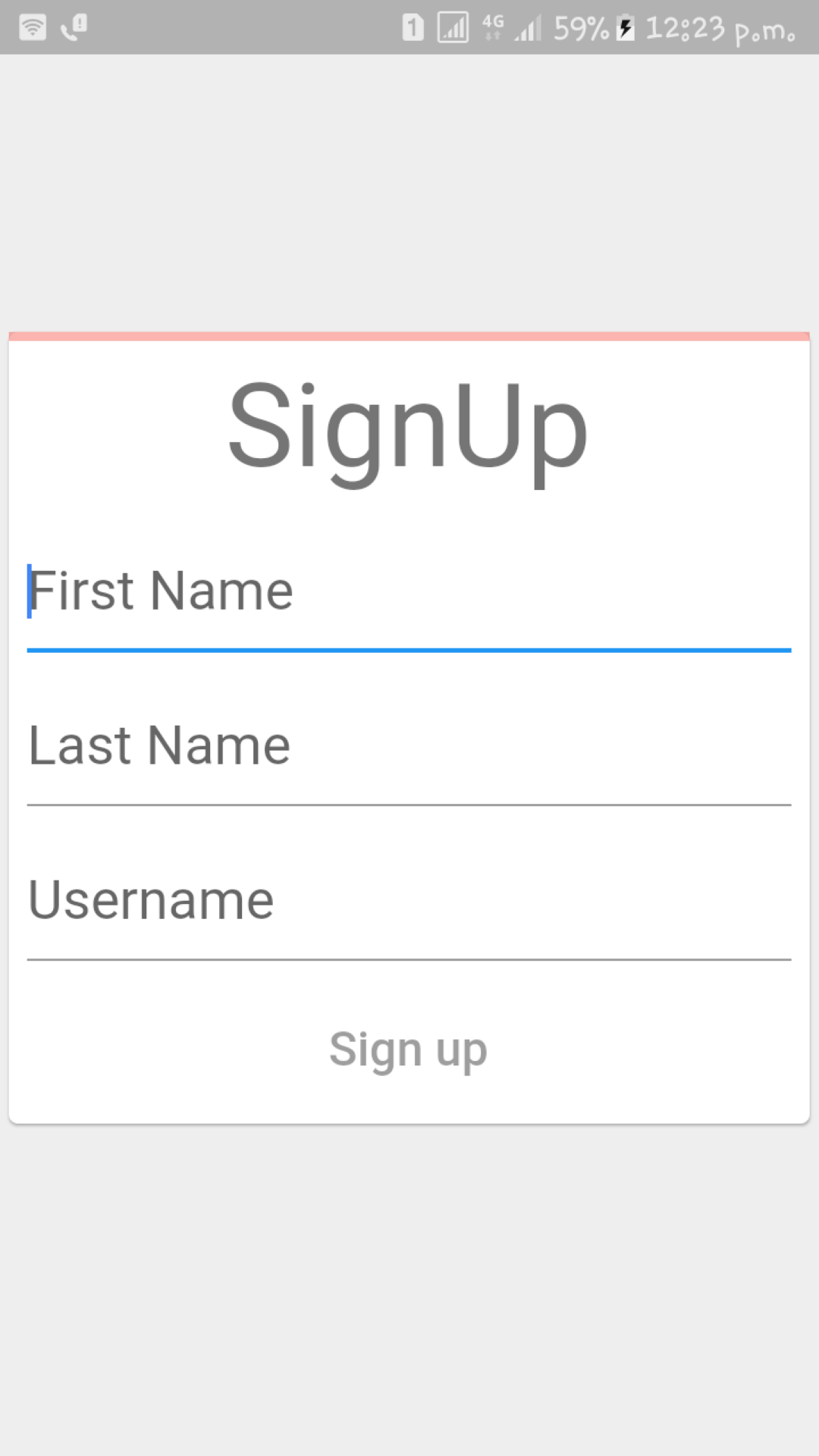 Signup Form screenshot