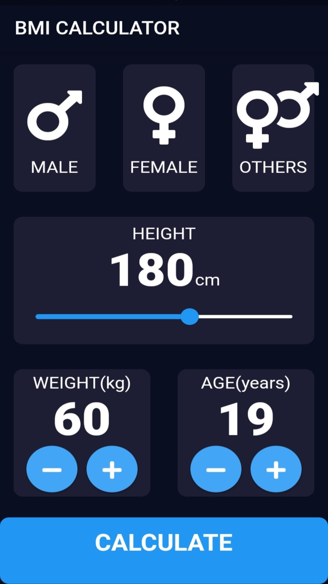 BMI Calculator Flutter screenshot