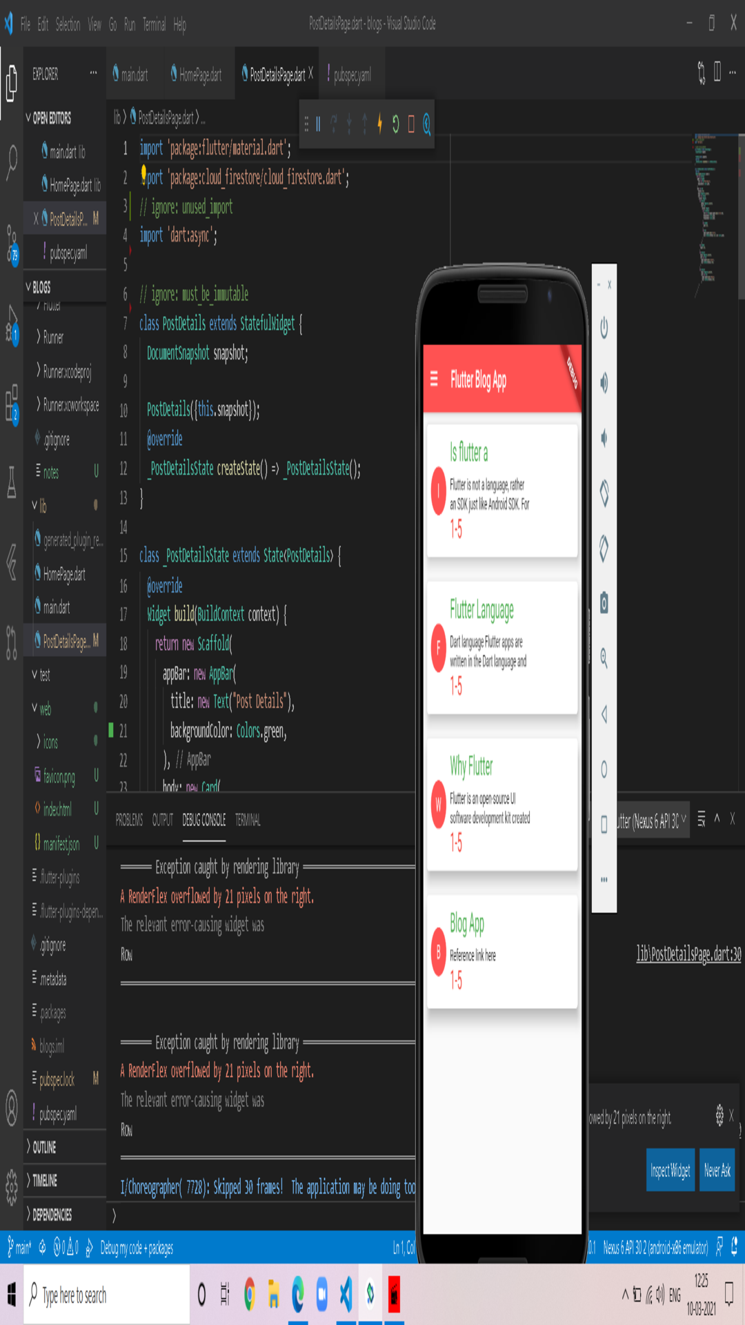 Flutter blog app screenshot