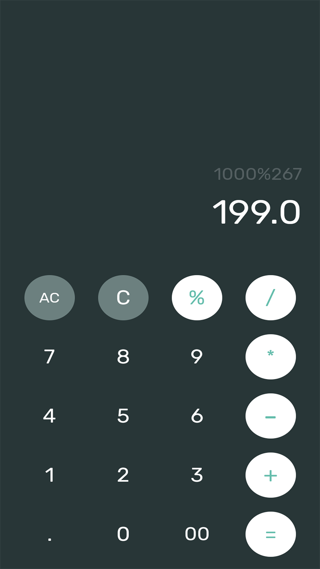 Simple Calculator using Flutter screenshot