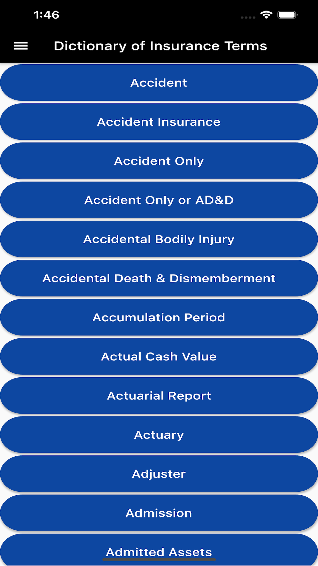 Dictionary of Insurance screenshot