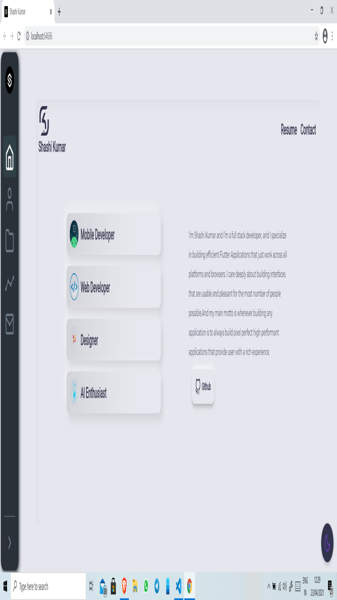 Portfolio With Flutter including Neumorphism screenshot