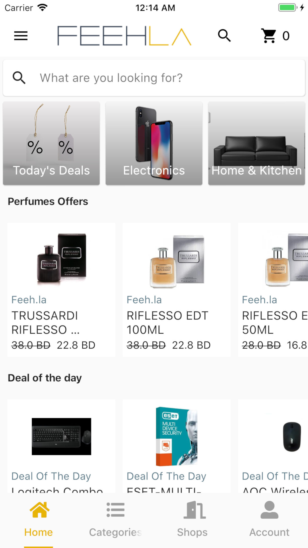 Feeh.la online shopping screenshot