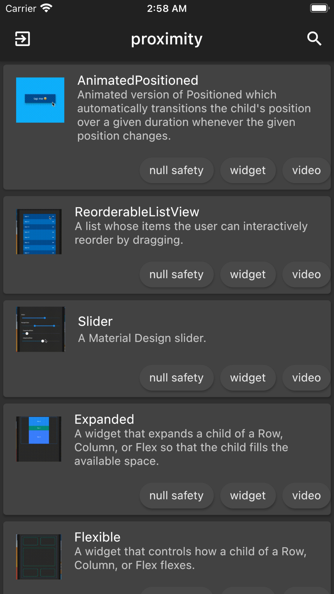 Proximity screenshot