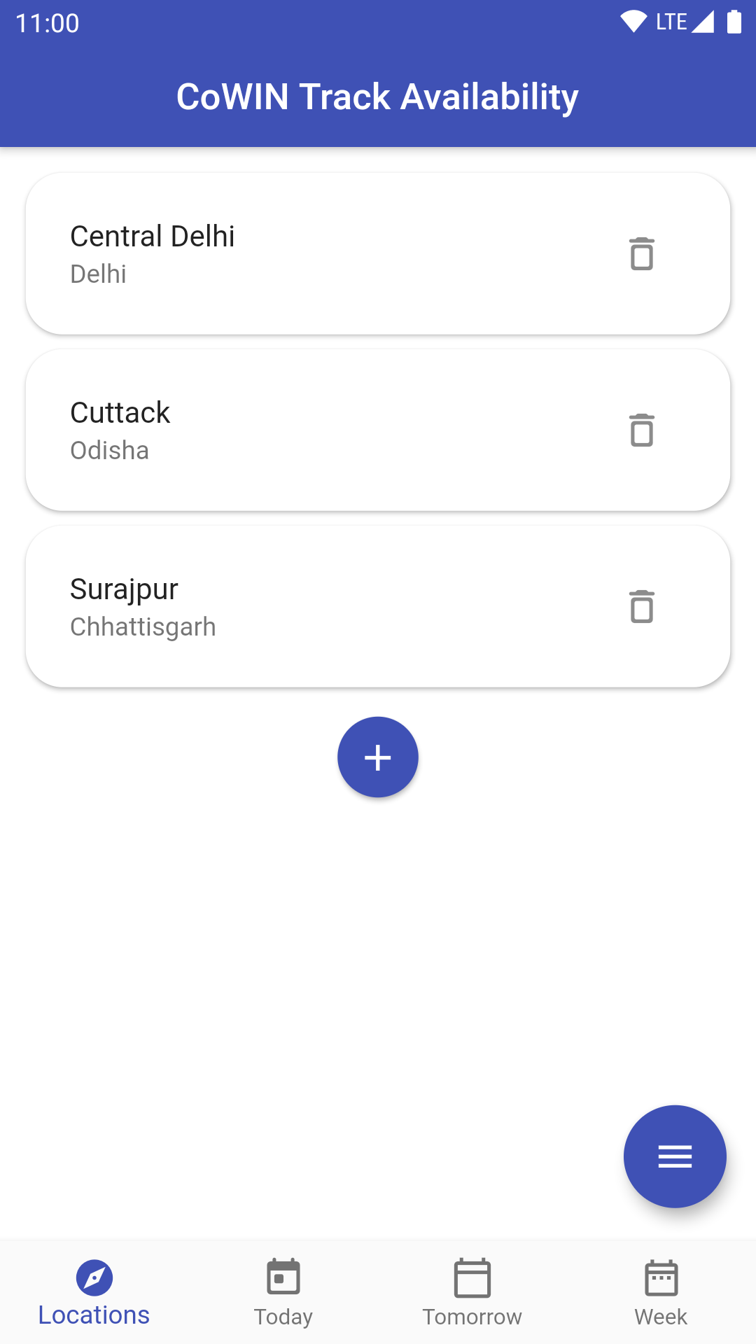 CoWIN Track Availability screenshot