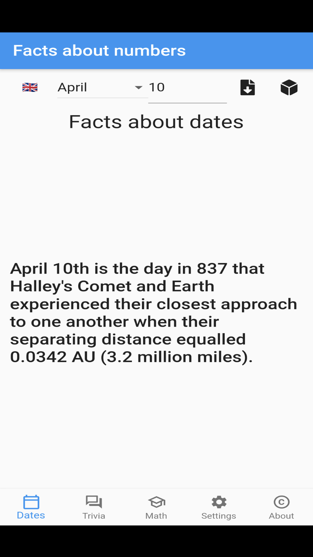 Facts about numbers screenshot