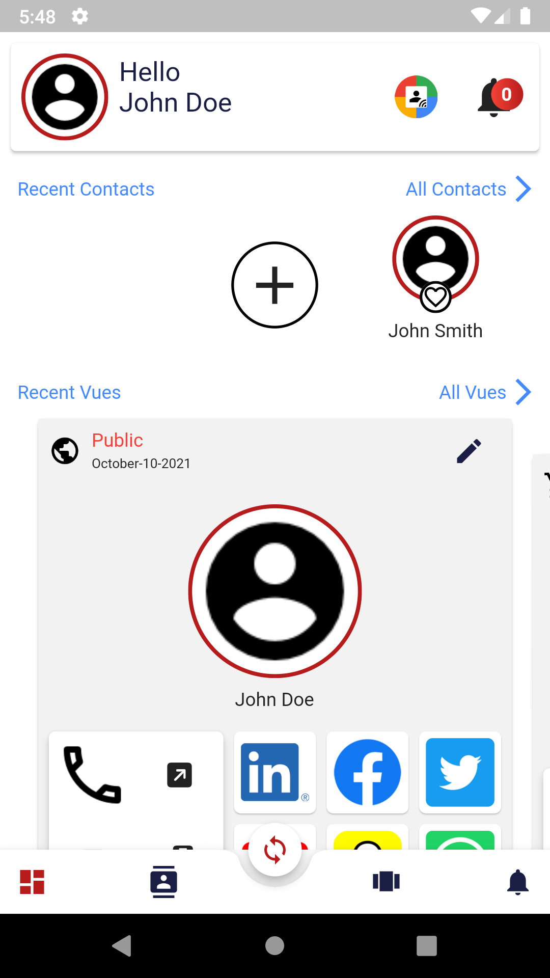 Contact Vue screenshot