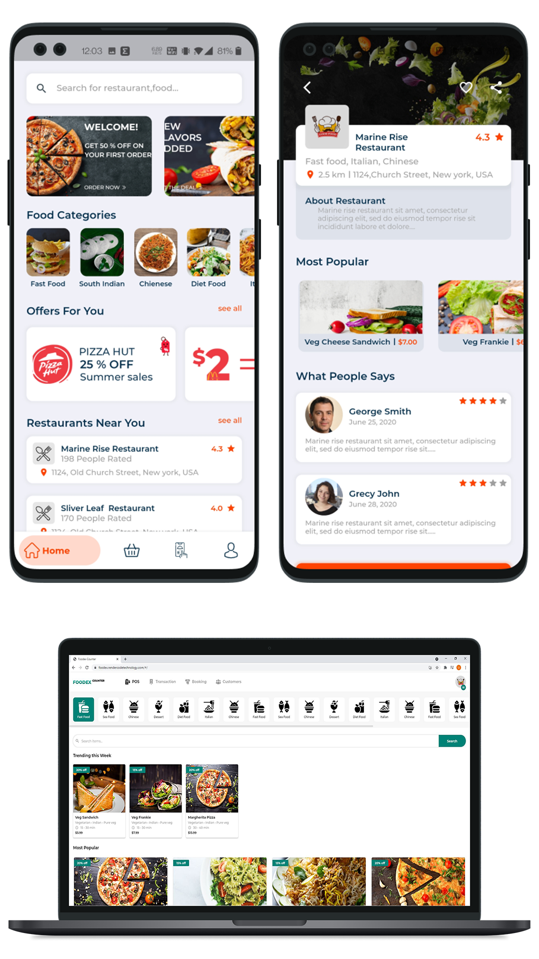 Food Ordering User App + Delivery Boy App + Restaurant App + Counter Web App Template in Flutter screenshot