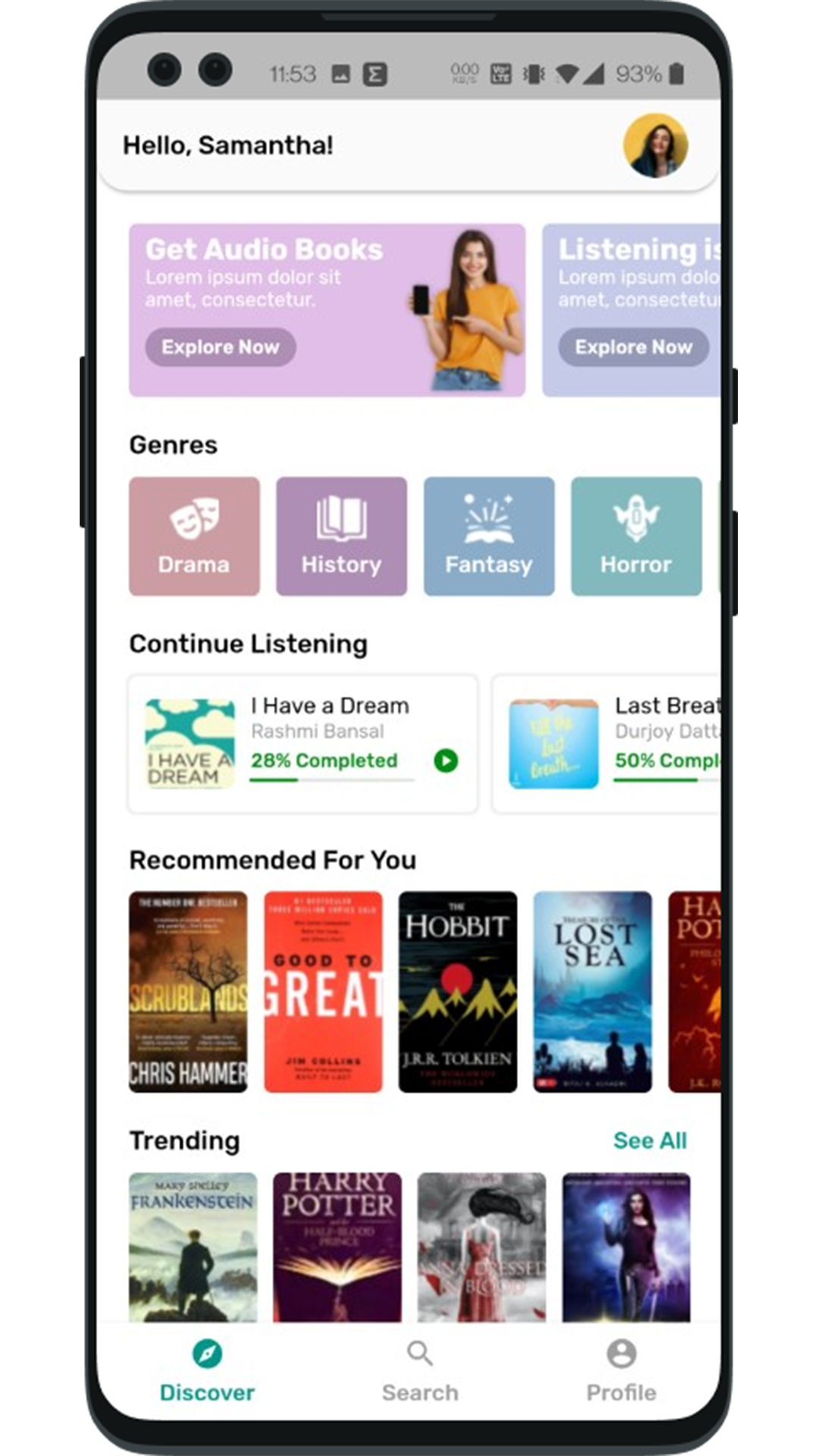 Audio Book Android App Template +Audio Book iOS App Template| Online Book | Flutter | AudioBook screenshot