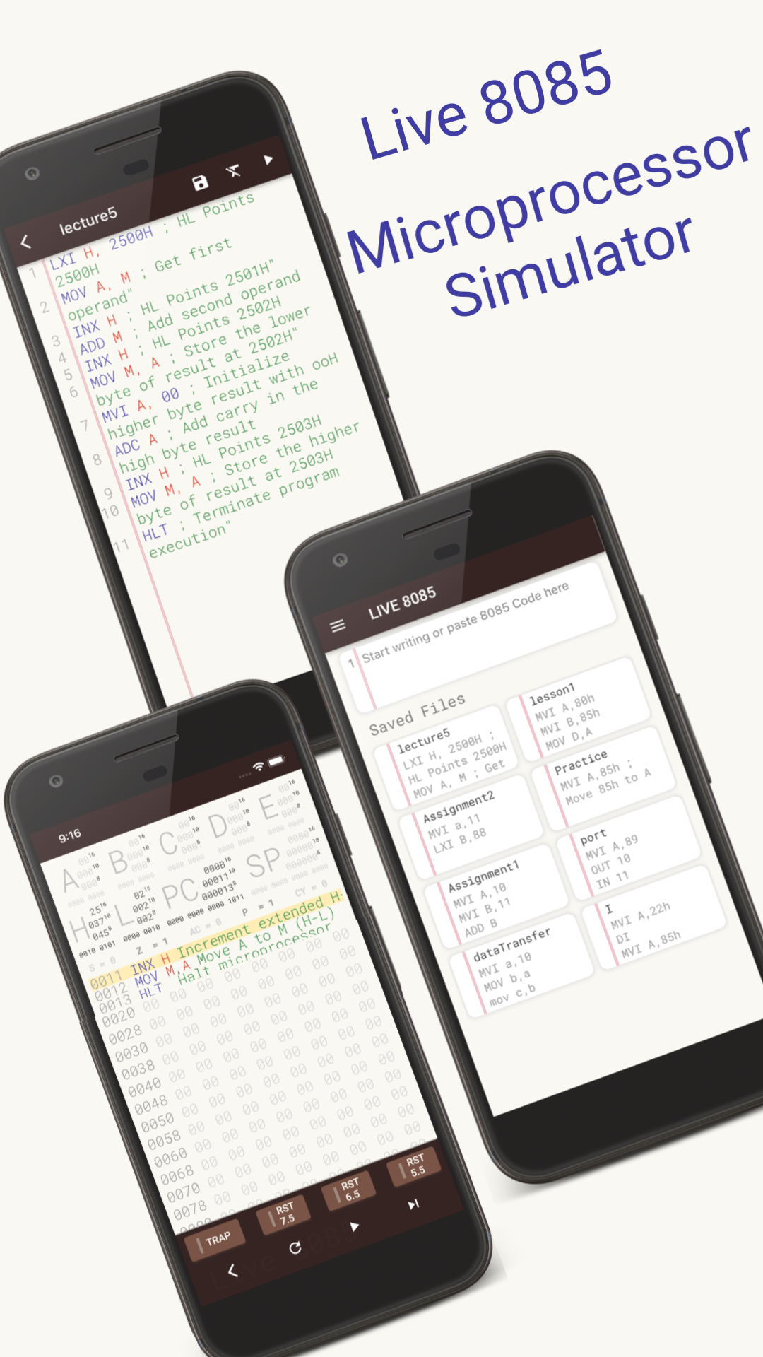 Live 8085 - 8085 Microprocessor simulator screenshot
