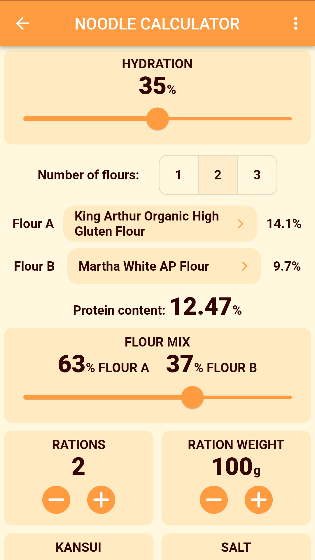 Ramen Noodle Calculator screenshot